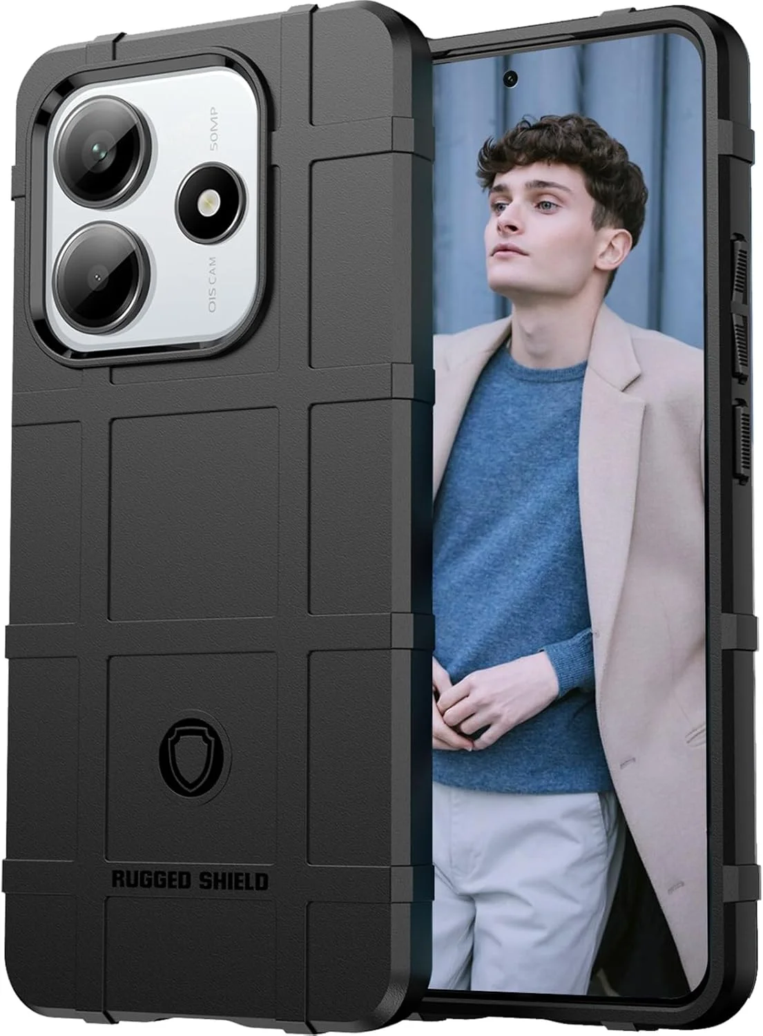 قاب باریک و مقاوم سری Rugged Shield برای گوشی شیائومی Redmi Note 14 5G، مقاوم در برابر ضربه و سقوط، محافظ لنز دوربین برجسته، رنگ مشکی HD