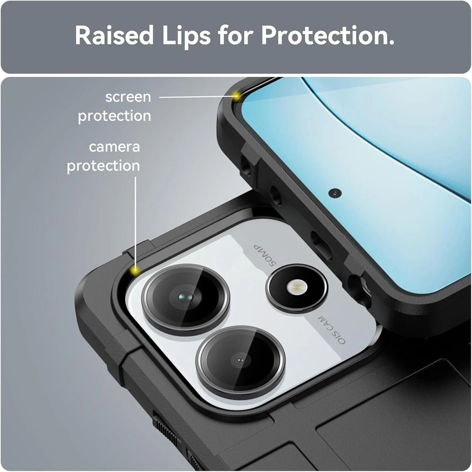 قاب باریک و مقاوم سری Rugged Shield برای گوشی شیائومی Redmi Note 14 5G، مقاوم در برابر ضربه و سقوط، محافظ لنز دوربین برجسته، رنگ مشکی HD