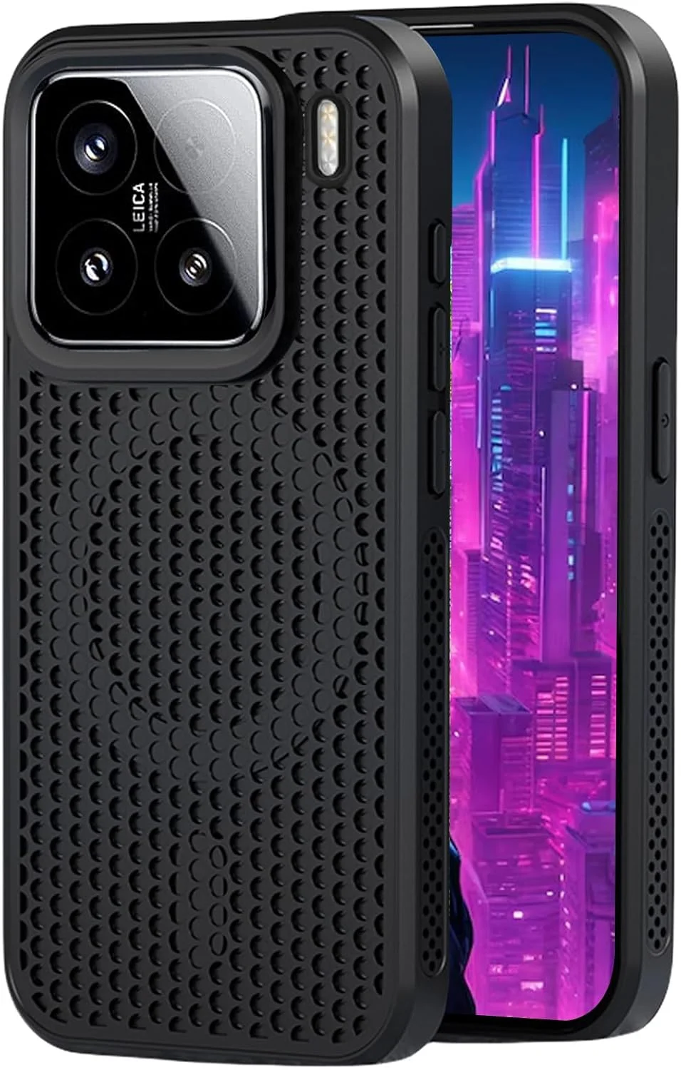 قاب خنک کننده گوشی شیائومی 15 با حلقه مغناطیسی، توری لانه زنبوری پخش کننده حرارت، کاور باریک و مقاوم در برابر ضربه از جنس PC سخت برای شیائومی 15 رنگ مشکی