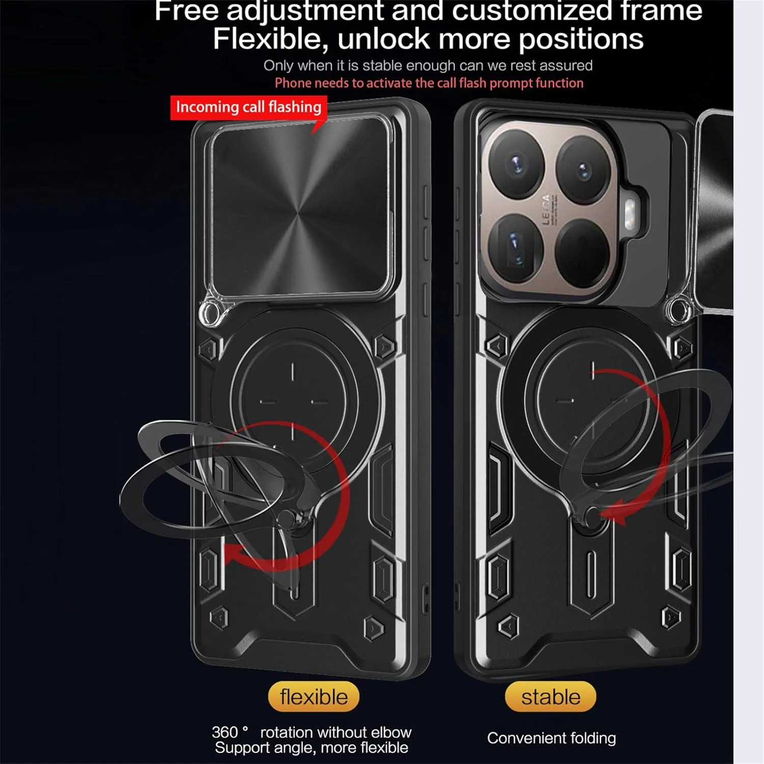 قاب محافظ گوشی شیائومی 15T Pro با حلقه مغناطیسی، پوشش مقاوم در برابر ضربه و لغزش لنز دوربین مدل JS-مشکی