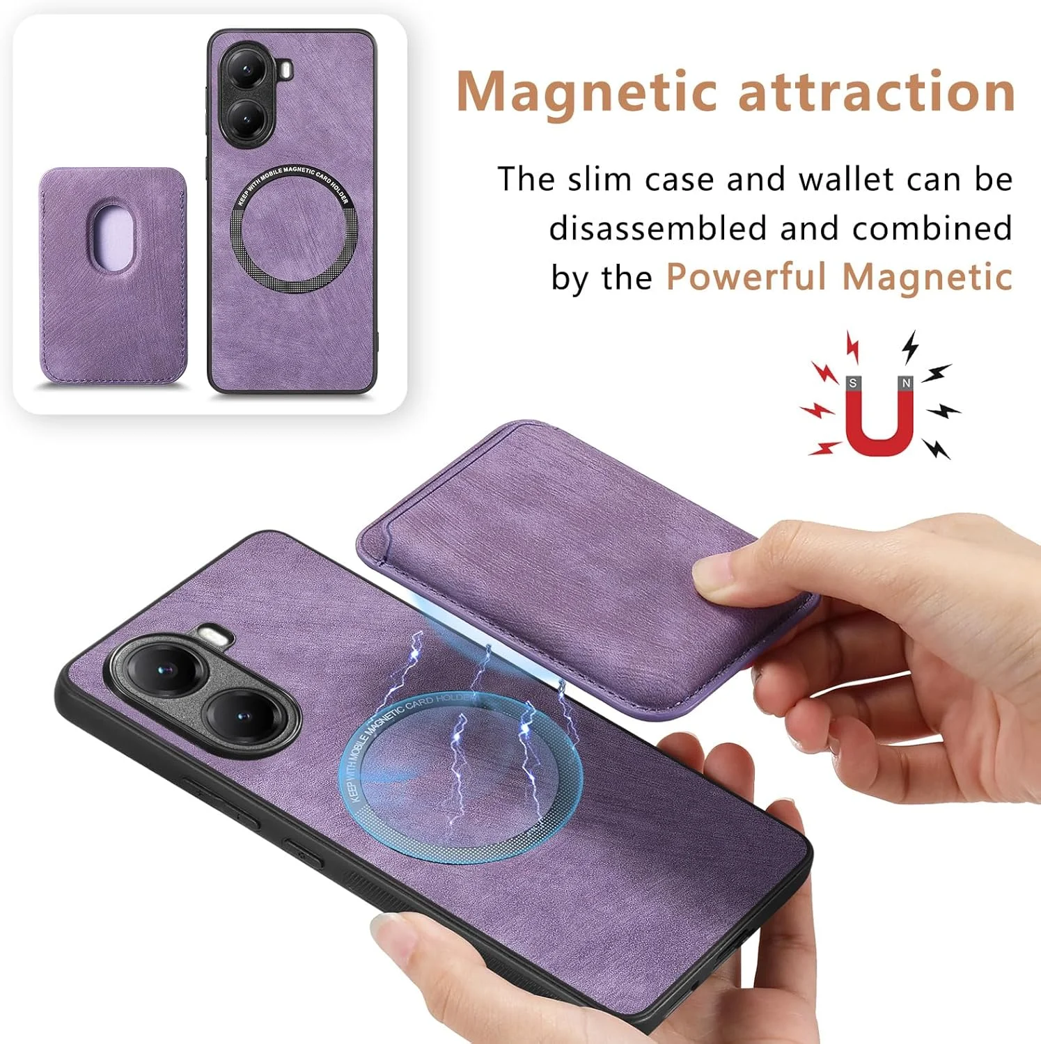 کیف پول مغناطیسی برای شیائومی پوکو X7 پرو، جا کارتی جداشدنی، روکش چرمی PU باریک و مقاوم در برابر ضربه و خراش برای شیائومی پوکو X7 پرو TCK-Retro مشکی