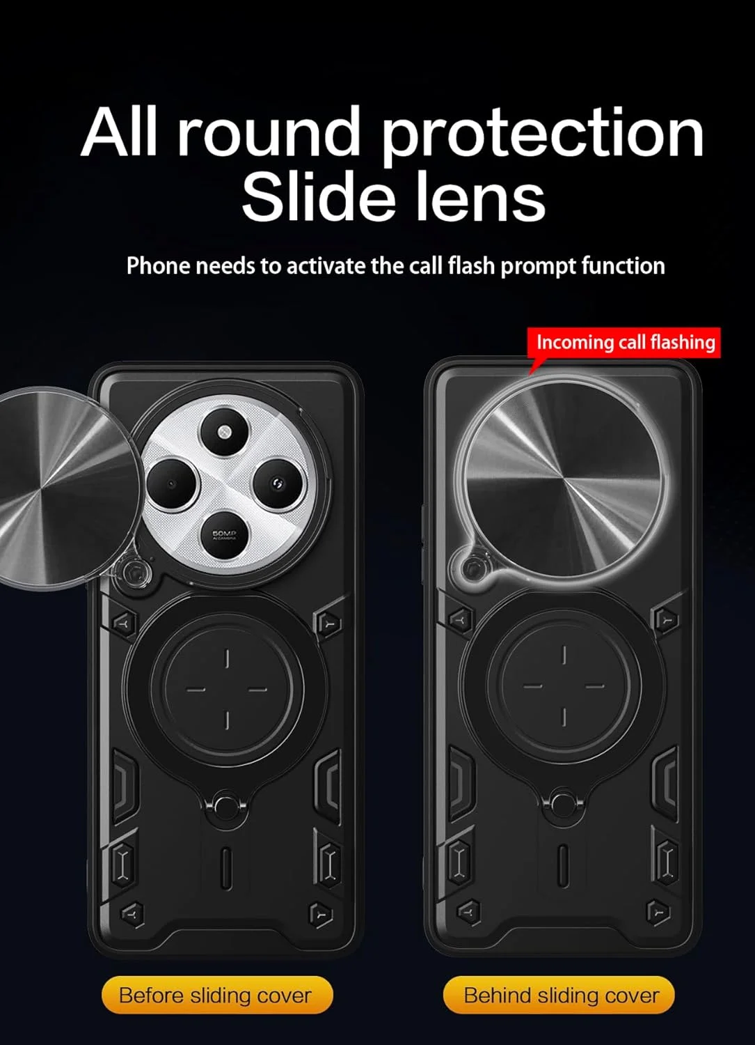 کاور محافظ سازگار با گوشی شیائومی 13 Ultra، دارای پوشش کشویی لنز دوربین، سازگار با شیائومی 13 Ultra مدل 2304FPN6DC 2304FPN6DG - مشکی