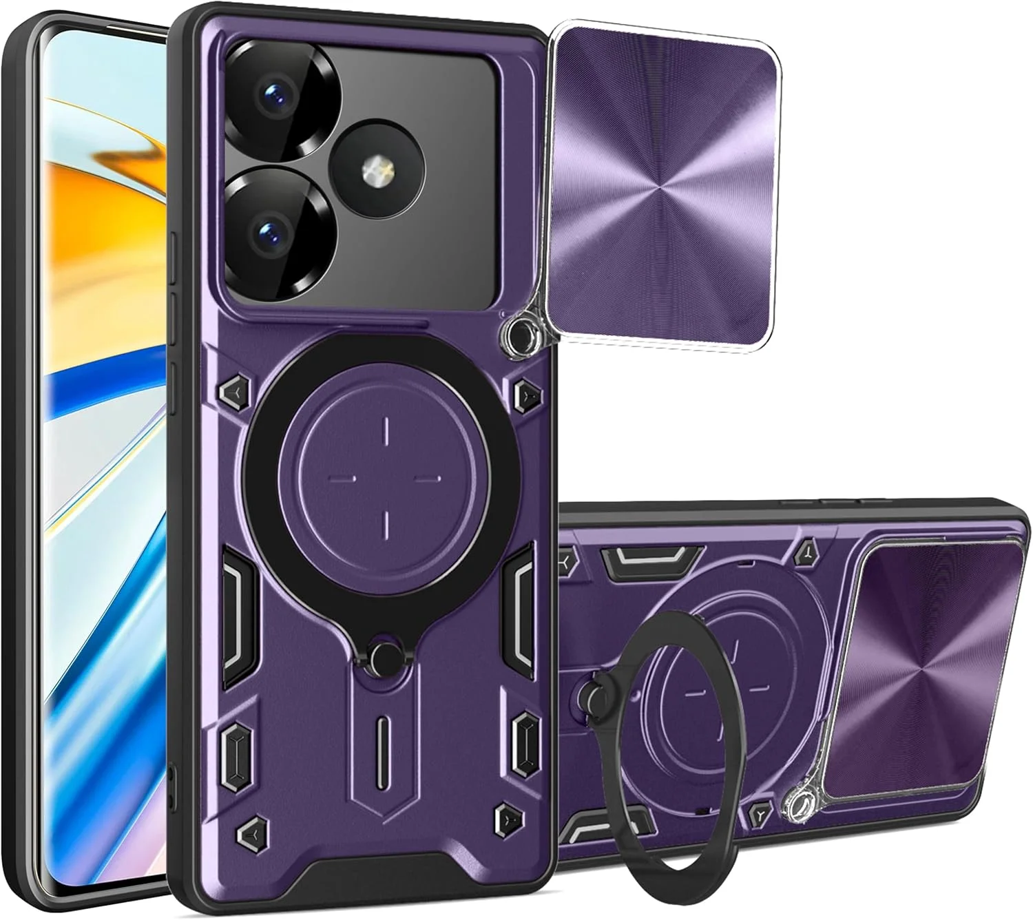 قاب محافظ بنفش سازگار با گوشی شیائومی پوکو F6 5G، دارای پوشش کشویی لنز دوربین، سازگار با گوشی شیائومی ردمی توربو 3 5G مدل 24069RA21C 24069PC21G قاب محافظ بنفش سازگار با گوشی شیائومی پوکو F6 5G، دارای پوشش کشویی لنز دوربین، سازگار با گوشی شیائومی ردمی توربو 3 5G مدل 24069RA21C 24069PC21G