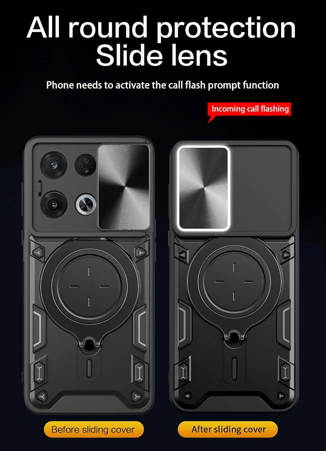 کاور محافظ سازگار با گوشی شیائومی پوکو X6 پرو 5G، دارای پوشش کشویی لنز دوربین، سازگار با شیائومی ردمی K70E 5G مدل 2311DRK48C / پوکو X6 پرو 5G مدل 2311DRK48G 2311DRK48I، رنگ مشکی