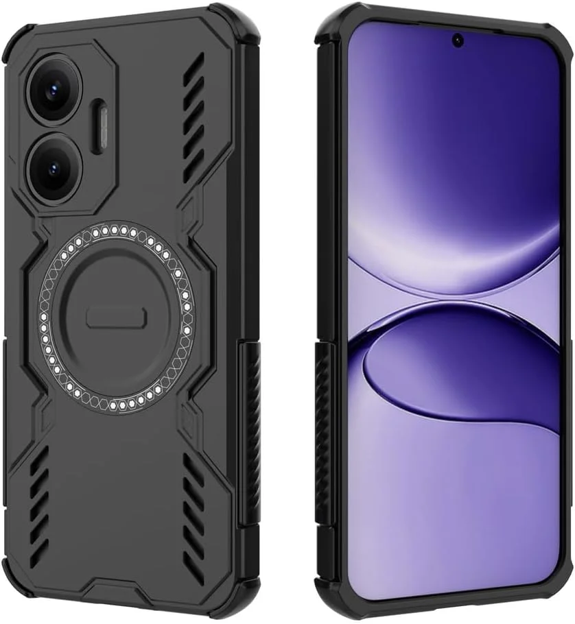 کاور محافظ گوشی سازگار با شیائومی پوکو F7 5G، سازگار با MagSafe، سازگار با شیائومی ردمی توربو 4 پرو 25053RT47C، خنک کننده و ضد ضربه، مشکی