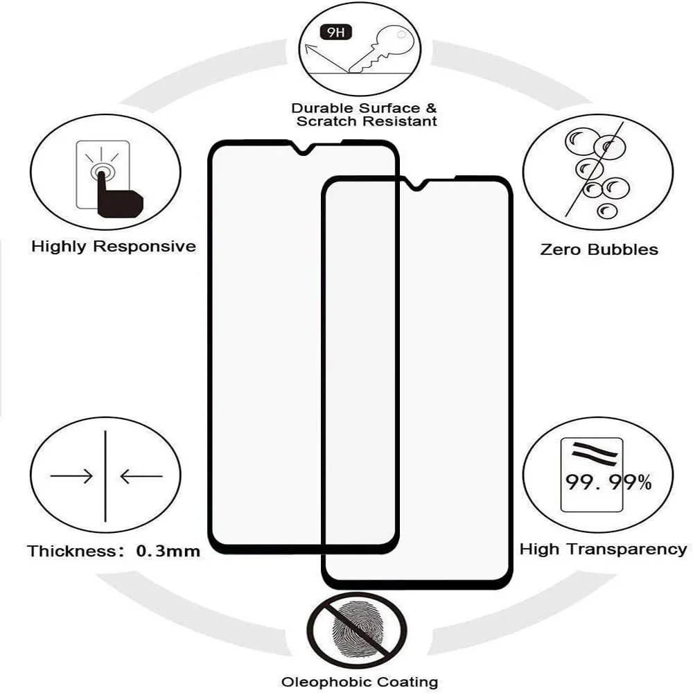 قاب گوشی شیائومی ردمی 9 با محافظ صفحه نمایش شیشه ای حرارت دیده [2 عدد]، دو لایه مقاوم در برابر ضربه و ضد خش با پایه نگهدارنده، آبی