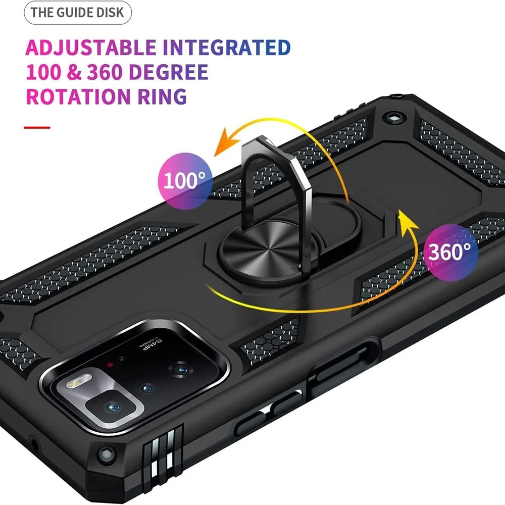 قاب محافظ دولاید برای گوشی شیائومی پوکو X3 GT / ردمی نوت 10 پرو 5G به همراه محافظ صفحه نمایش شیشه ای، دو لایه، ضد خش، ضد ضربه، دارای پایه، رنگ مشکی