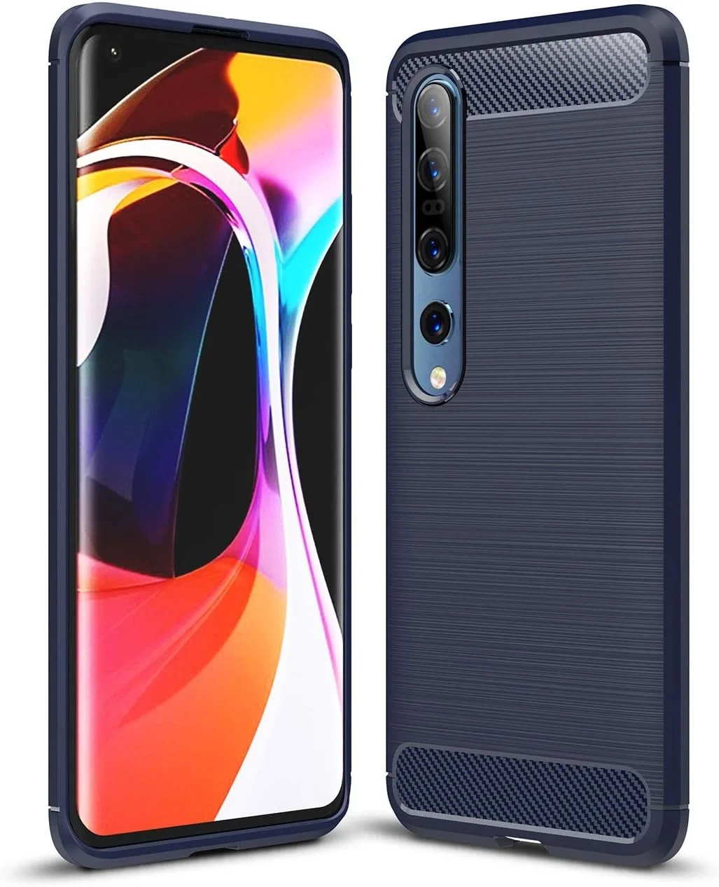 کاور محافظ گوشی شیائومی می 10، کاور محافظ گوشی شیائومی می 10 پرو، طراحی بافت فیبر کربن، ضد خش و ضد ضربه، طراحی شده برای شیائومی می 10/10 پرو (آبی)
