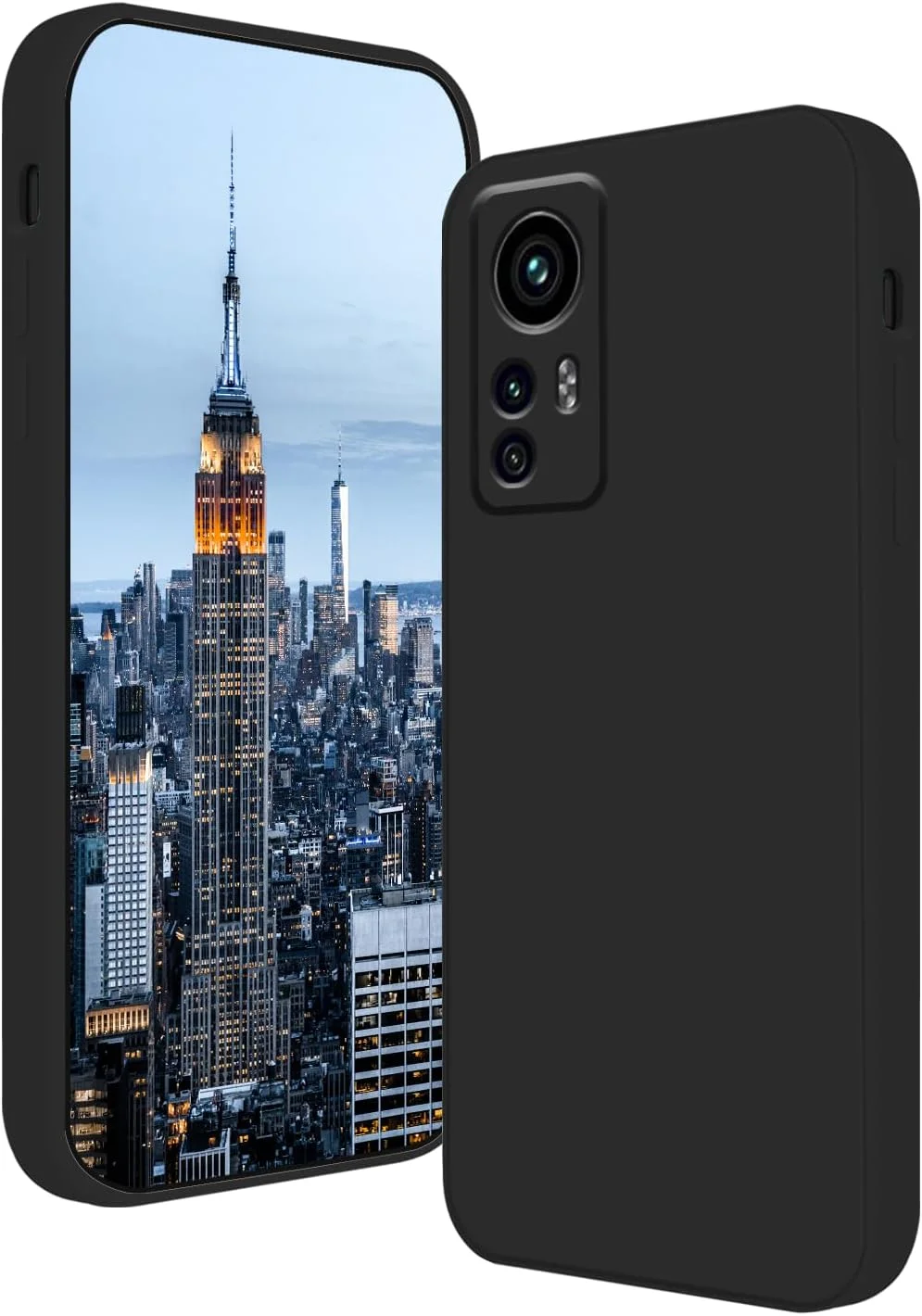 کاور سیلیکونی سازگار با گوشی شیائومی 12 پرو، سبز تیره مایع، لمس نرم و لطیف، کاور نازک ضد ضربه (مشکی)