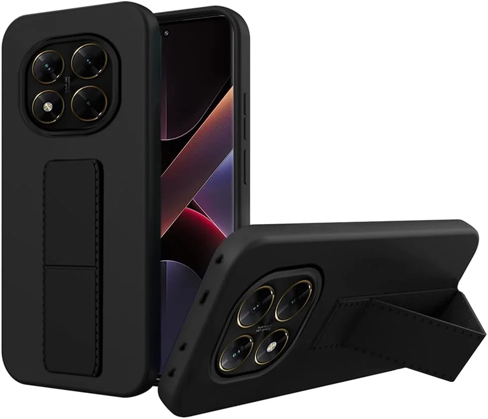 کاور محافظ گوشی شیائومی ردمی نوت 14 پرو / پوکو X7 5G مدل 2024، کاور محافظ سیلیکونی TPU با پایه تاشو مخفی برای ردمی نوت 14 پرو / پوکو X7 5G - مشکی