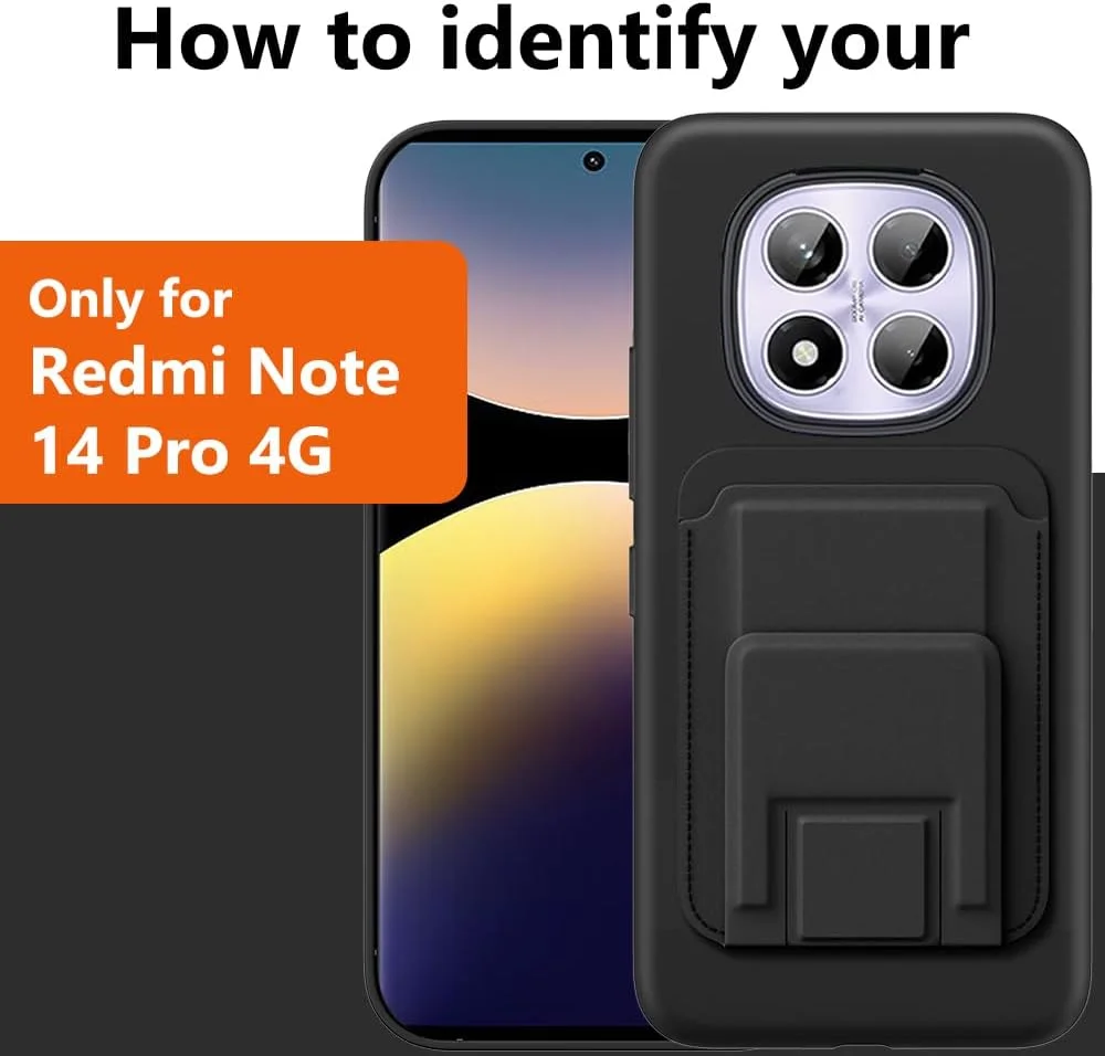 کاور محافظ گوشی شیائومی ردمی نوت 14 پرو 4G (نه 5G)، دارای جای کارت تاشو/ اسلات، استند، کیف پول، سیلیکونی TPU، باریک و محافظ - مشکی