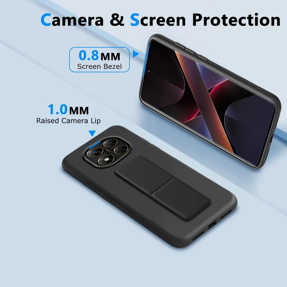 کاور محافظ گوشی شیائومی ردمی نوت 14 پرو / پوکو X7 5G مدل 2024، کاور محافظ سیلیکونی TPU با پایه تاشو مخفی برای ردمی نوت 14 پرو / پوکو X7 5G - مشکی