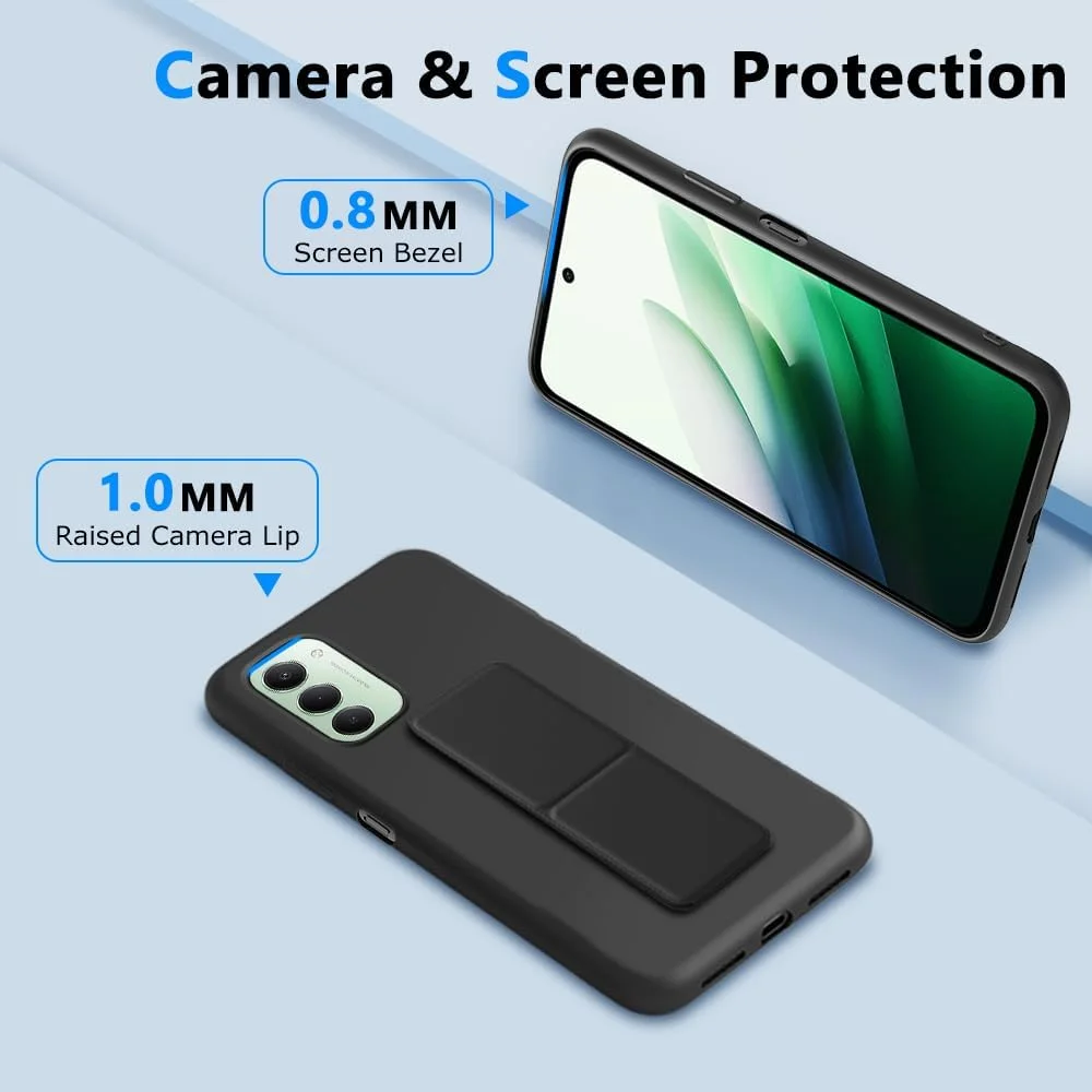قاب محافظ گوشی شیائومی ردمی 15 5G، کاور محافظ سیلیکونی TPU باریک و مقاوم در برابر ضربه با پایه تاشو مغناطیسی چند منظوره برای شیائومی ردمی 15 5G 2025 - مشکی