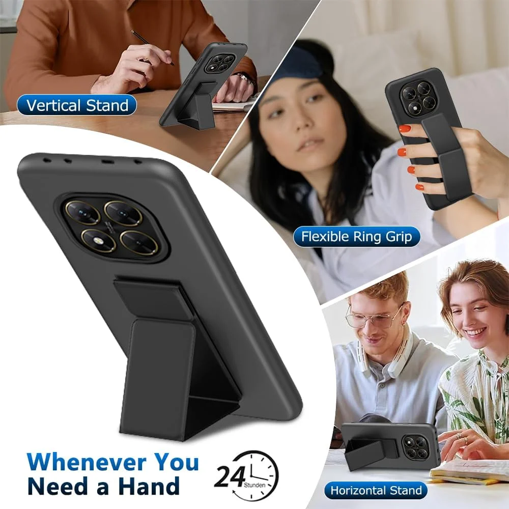 کاور محافظ گوشی شیائومی ردمی نوت 14 پرو / پوکو X7 5G مدل 2024، کاور محافظ سیلیکونی TPU با پایه تاشو مخفی برای ردمی نوت 14 پرو / پوکو X7 5G - مشکی