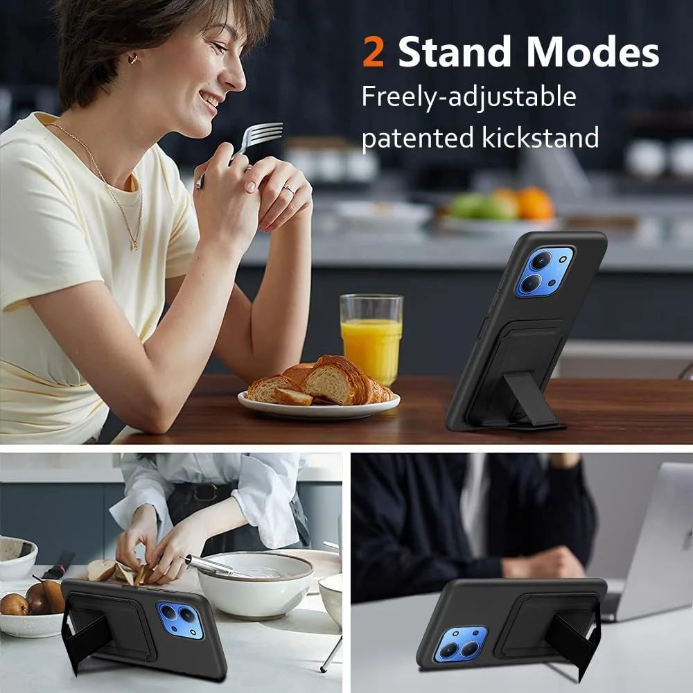 کاور محافظ گوشی شیائومی ردمی 15C 4G، چند منظوره با قابلیت تاشو مغناطیسی، جای کارت، استند و ضد ضربه - مشکی