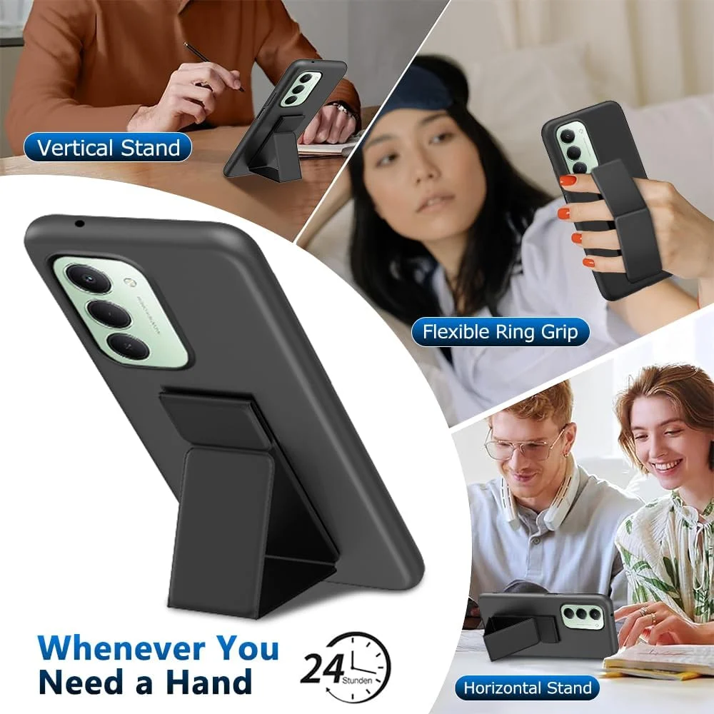 قاب محافظ گوشی شیائومی ردمی 15 5G، کاور محافظ سیلیکونی TPU باریک و مقاوم در برابر ضربه با پایه تاشو مغناطیسی چند منظوره برای شیائومی ردمی 15 5G 2025 - مشکی