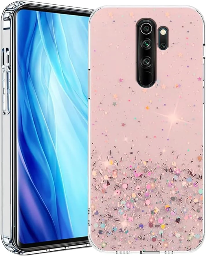 قاب محافظ شفاف اکلیلی سبز سازگار با گوشی شیائومی ردمی نوت 8 پرو، کاور محافظ باریک، نرم، سیلیکونی و ضد ضربه برای دختران و بانوان (صورتی)