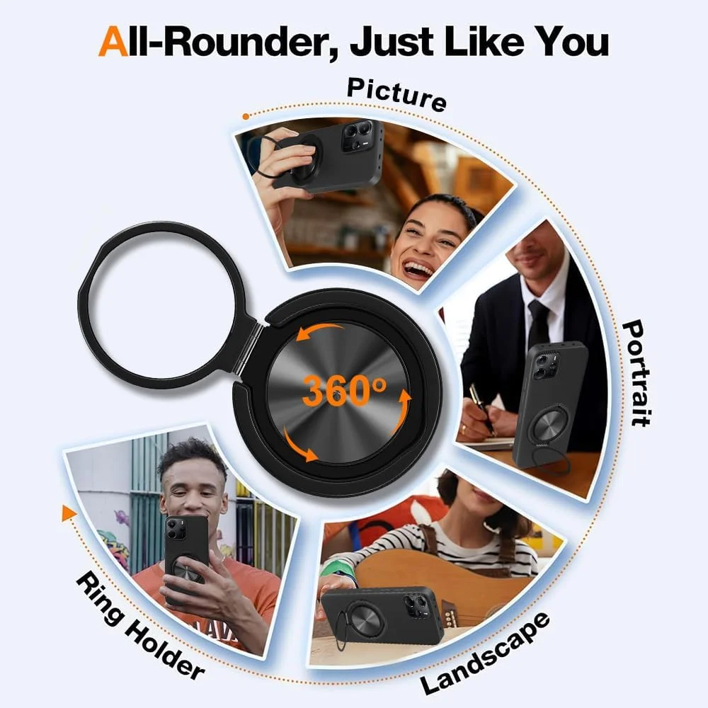 قاب محافظ گوشی شیائومی ردمی نوت 14 4G (نه 5G نه پرو)، با حلقه چرخان 360 درجه و پایه استند، کاور محافظ سیلیکونی TPU - مشکی قاب محافظ گوشی شیائومی ردمی نوت 14 4G (نه 5G نه پرو)، با حلقه چرخان 360 درجه و پایه استند، کاور محافظ سیلیکونی TPU - مشکی