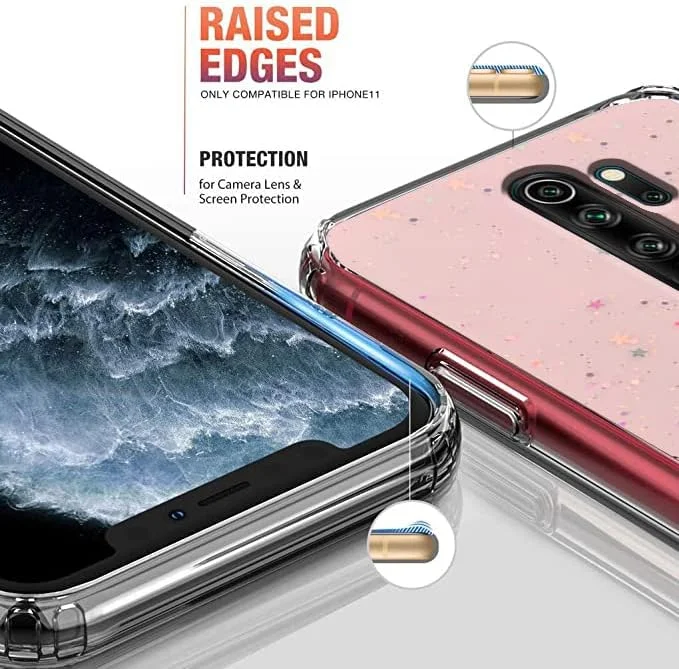 قاب محافظ شفاف اکلیلی سبز سازگار با گوشی شیائومی ردمی نوت 8 پرو، کاور محافظ باریک، نرم، سیلیکونی و ضد ضربه برای دختران و بانوان (صورتی)