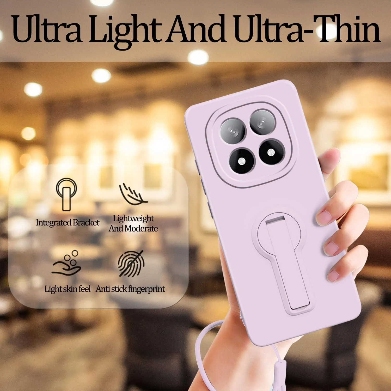 کاور سیلیکونی ضد ضربه به همراه بند مچی و محافظ کامل لنز دوربین سازگار با گوشی شیائومی ردمی نوت 14 پرو پلاس 5G به همراه استند (بنفش روشن) کاور سیلیکونی ضد ضربه به همراه بند مچی و محافظ کامل لنز دوربین سازگار با گوشی شیائومی ردمی نوت 14 پرو پلاس 5G به همراه استند (بنفش روشن)