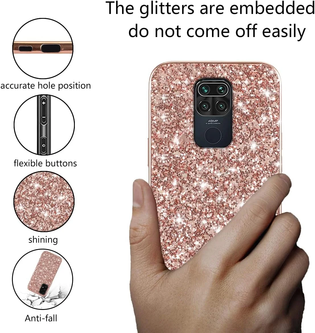 قاب محافظ گوشی شیائومی ردمی نوت 9، ضد ضربه، نرم، TPU و PC سیلیکونی، براق، باریک، محافظ (رزگلد)