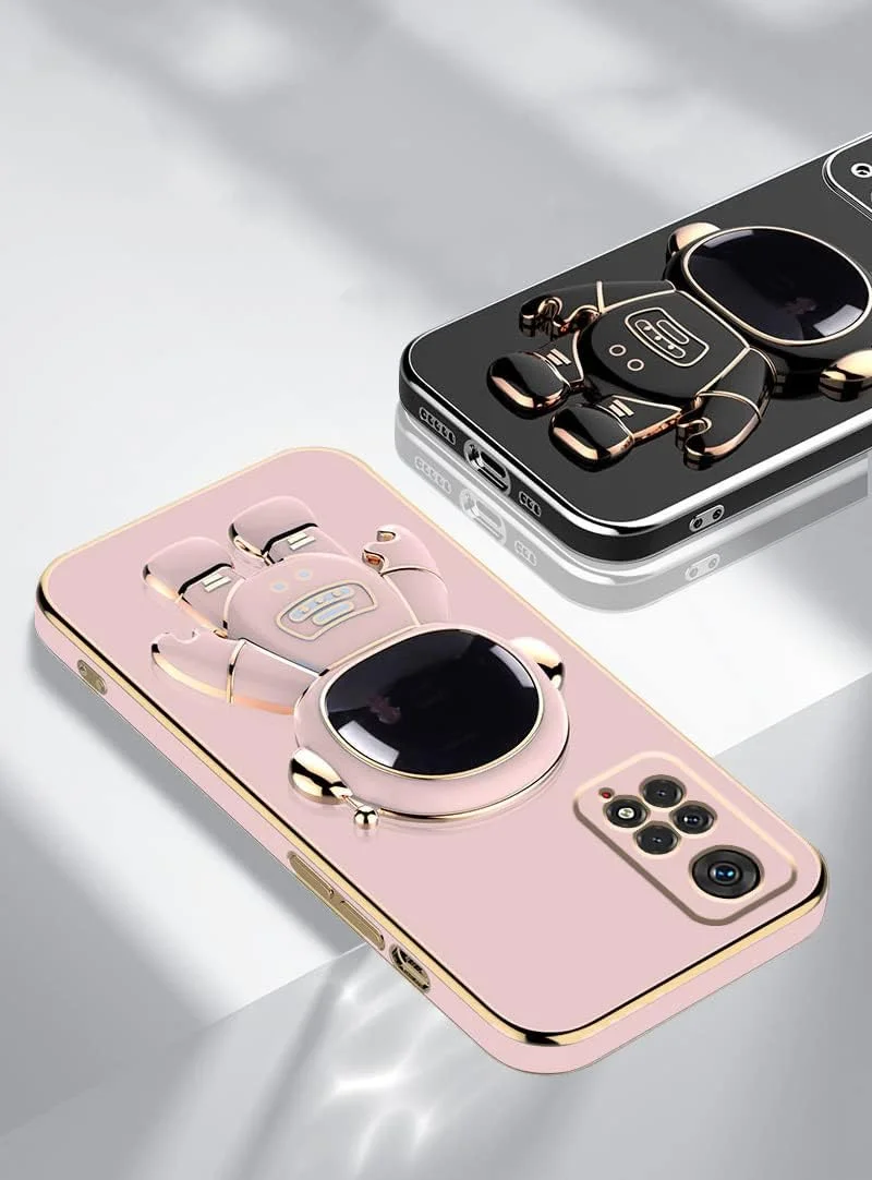 کاور محافظ گوشی شیائومی ردمی نوت 11 پرو، طرح فضانورد کارتونی خلاقانه با روکش صورتی، کاور سیلیکونی باریک و مقاوم در برابر ضربه با پایه تاشو کاور محافظ گوشی شیائومی ردمی نوت 11 پرو، طرح فضانورد کارتونی خلاقانه با روکش صورتی، کاور سیلیکونی باریک و مقاوم در برابر ضربه با پایه تاشو