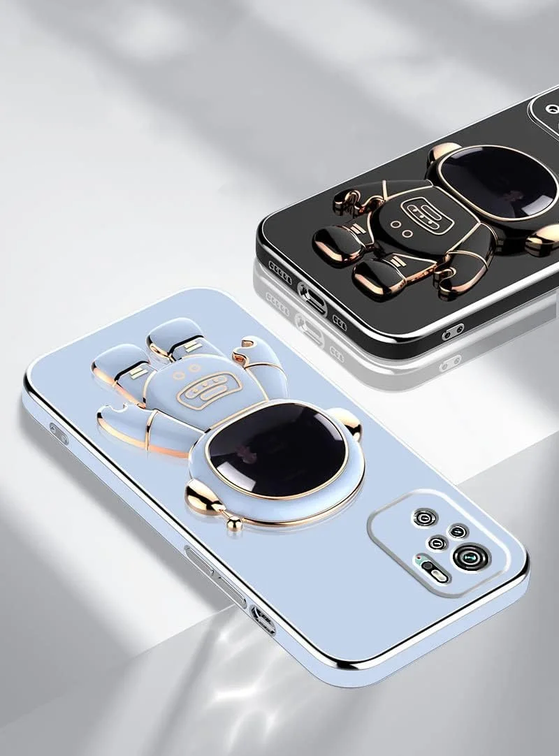 قاب محافظ گوشی شیائومی ردمی نوت 10 اس، طرح فضانورد کارتونی خلاقانه با روکش صورتی، قاب سیلیکونی نرم و باریک ضد ضربه (آبی)