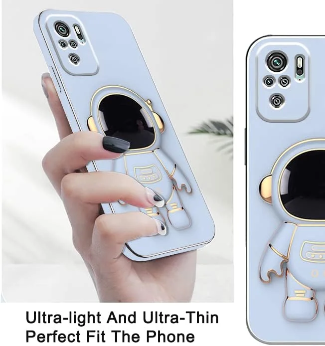 قاب محافظ گوشی شیائومی ردمی نوت 10 اس، طرح فضانورد کارتونی خلاقانه با روکش صورتی، قاب سیلیکونی نرم و باریک ضد ضربه (آبی)