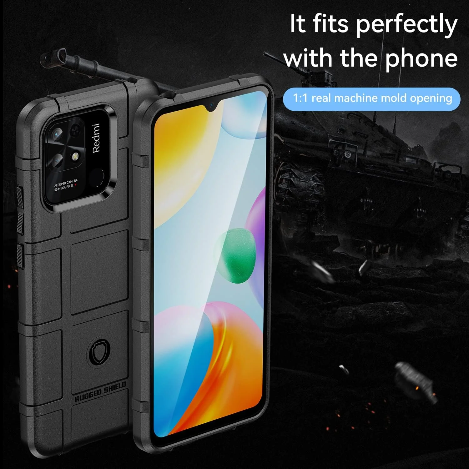 قاب محافظ مقاوم در برابر ضربه برای گوشی شیائومی ردمی 10A، پوشش محافظ بادوام و ضد ضربه برای شیائومی ردمی 10A - مشکی