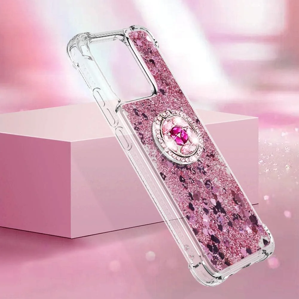 قاب اکلیلی CCSmall برای شیائومی ردمی 10C، محافظ نرم و ژله ای درخشان و شناور، طراحی شیک دخترانه، شفاف به همراه حلقه نگهدارنده، رنگ رزگلد مناسب برای شیائومی ردمی 10C