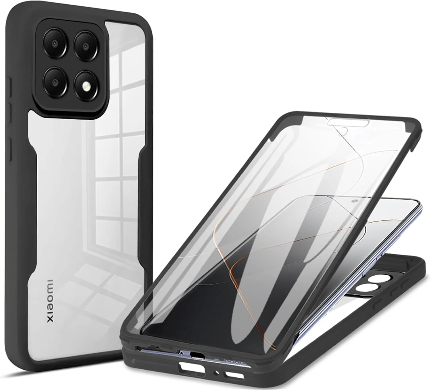 کاور شفاف CCSmall برای گوشی شیائومی پوکو X6 Pro 5G به همراه محافظ صفحه نمایش، کاور محافظتی کامل بدنه از جنس TPU نرم و ضربه گیر مقاوم، کاور باریک و ضد ضربه برای گوشی شیائومی پوکو X6 Pro/Redmi K70E 5G رنگ مشکی QC