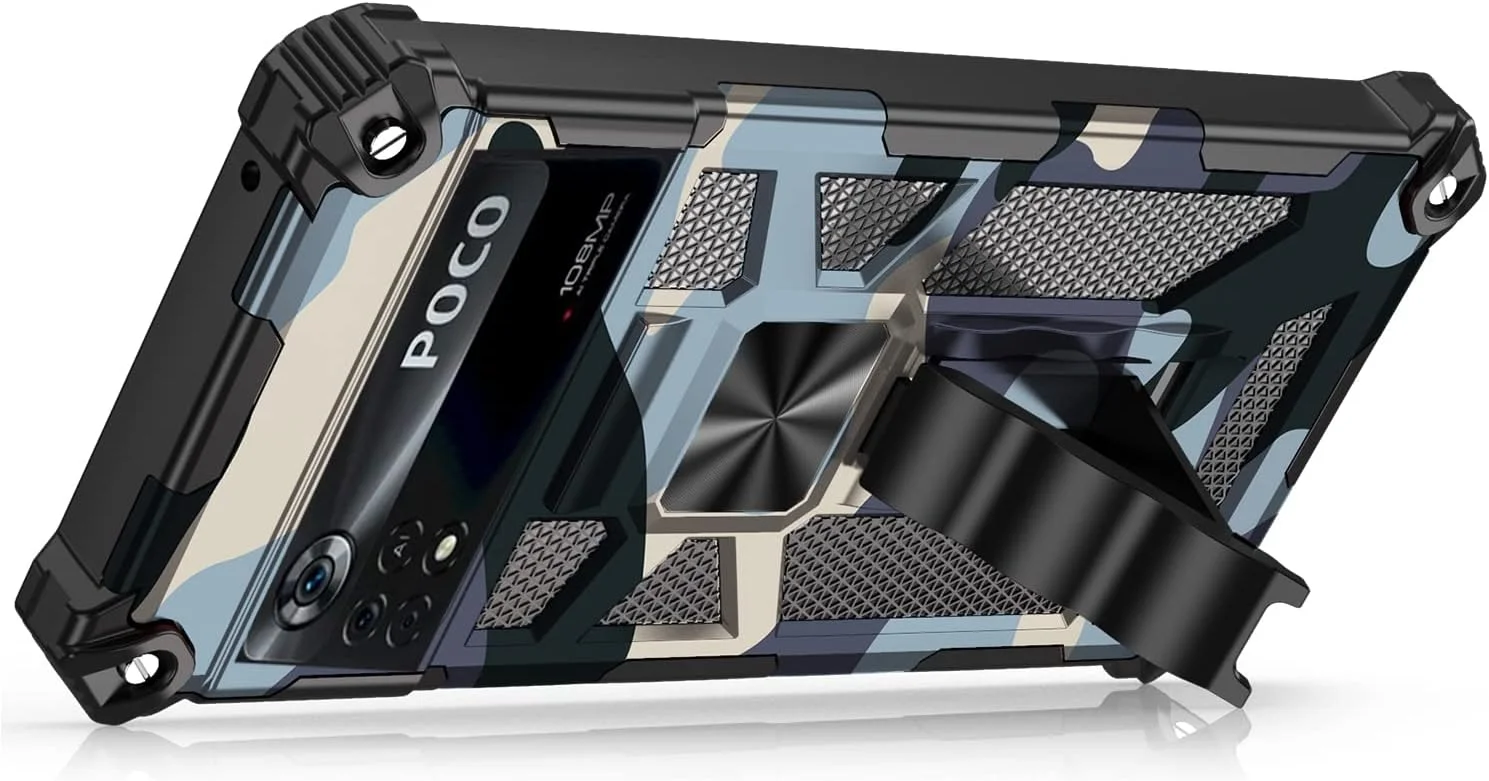 کاور محافظ مغناطیسی استنددار طرح استتار CCSmall مناسب برای گوشی شیائومی Poco X4 Pro 5G، محافظت سنگین و ضد ضربه با طرح ارتشی برای گوشی شیائومی Poco X4 Pro 5G - رنگ سبز ارتشی