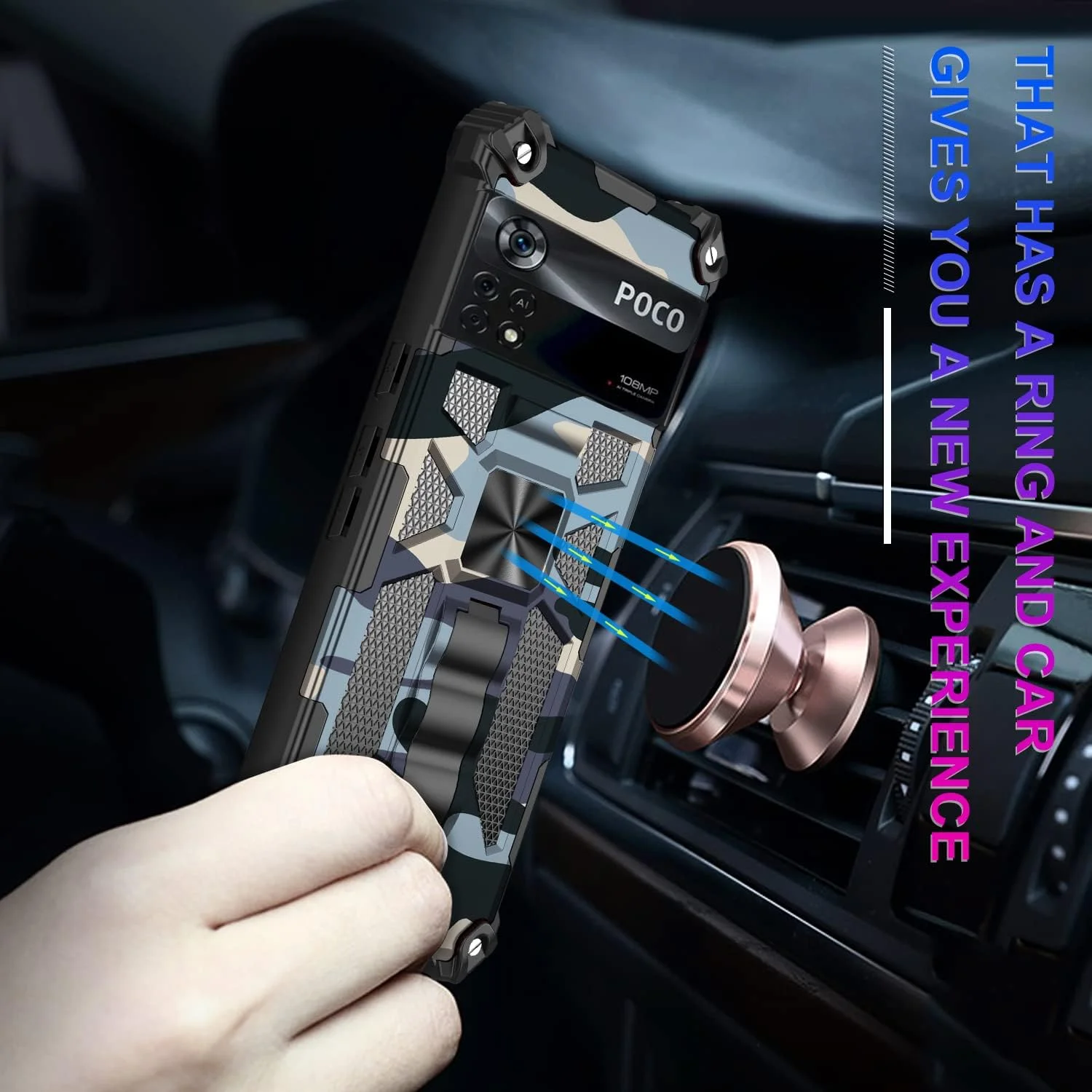 کاور محافظ مغناطیسی استنددار طرح استتار CCSmall مناسب برای گوشی شیائومی Poco X4 Pro 5G، محافظت سنگین و ضد ضربه با طرح ارتشی برای گوشی شیائومی Poco X4 Pro 5G - رنگ سبز ارتشی