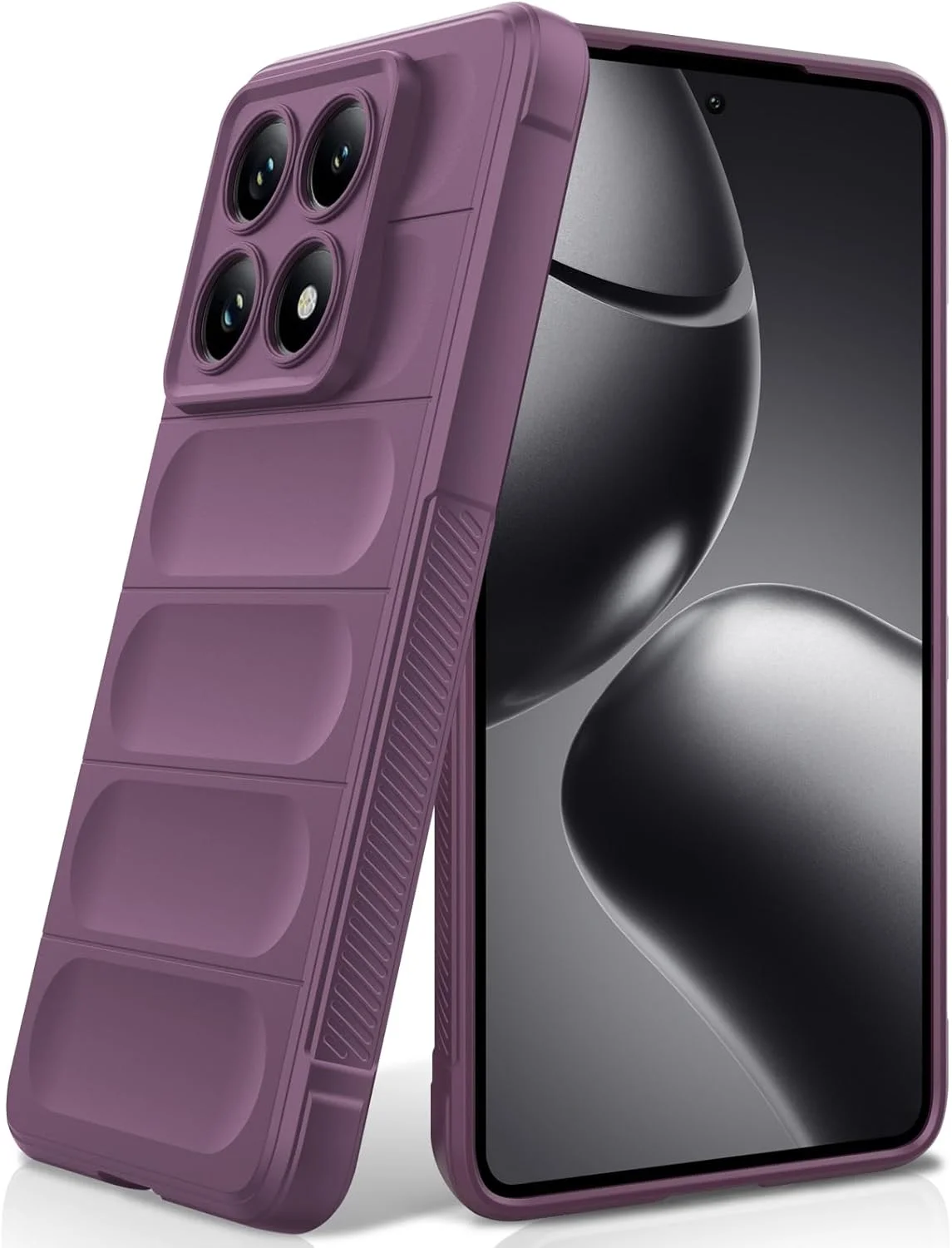 کاور سیلیکونی برای شیائومی 14T Pro، دارای پوشش داخلی میکروفایبر ضد خش، کاور ضد ضربه با محافظت از دوربین، بنفش