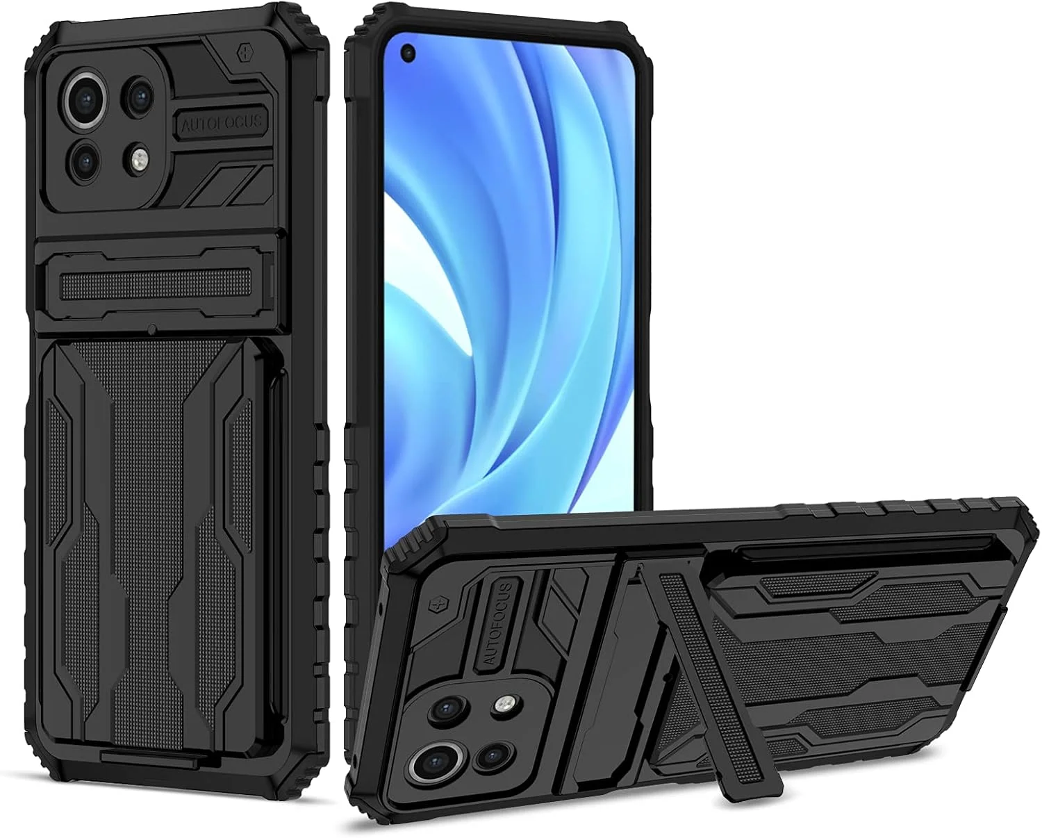 کاور محافظ گوشی شیائومی 11 لایت (4G/5G)/11 لایت 5G NE/Mi 11 Youth M2101K9AG به همراه کیف پول و جای کارت جداشدنی، پایه نگهدارنده و ضد ضربه - مشکی