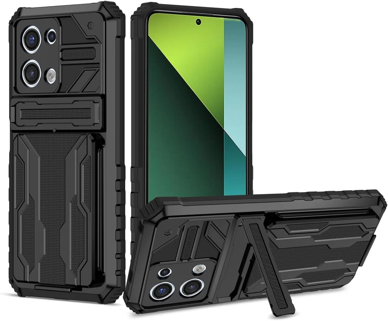 کاور محافظ گوشی شیائومی ردمی نوت 13 پرو 5G / پوکو X6 5G، دارای جای کارت، استند داخلی و ضد ضربه - مشکی