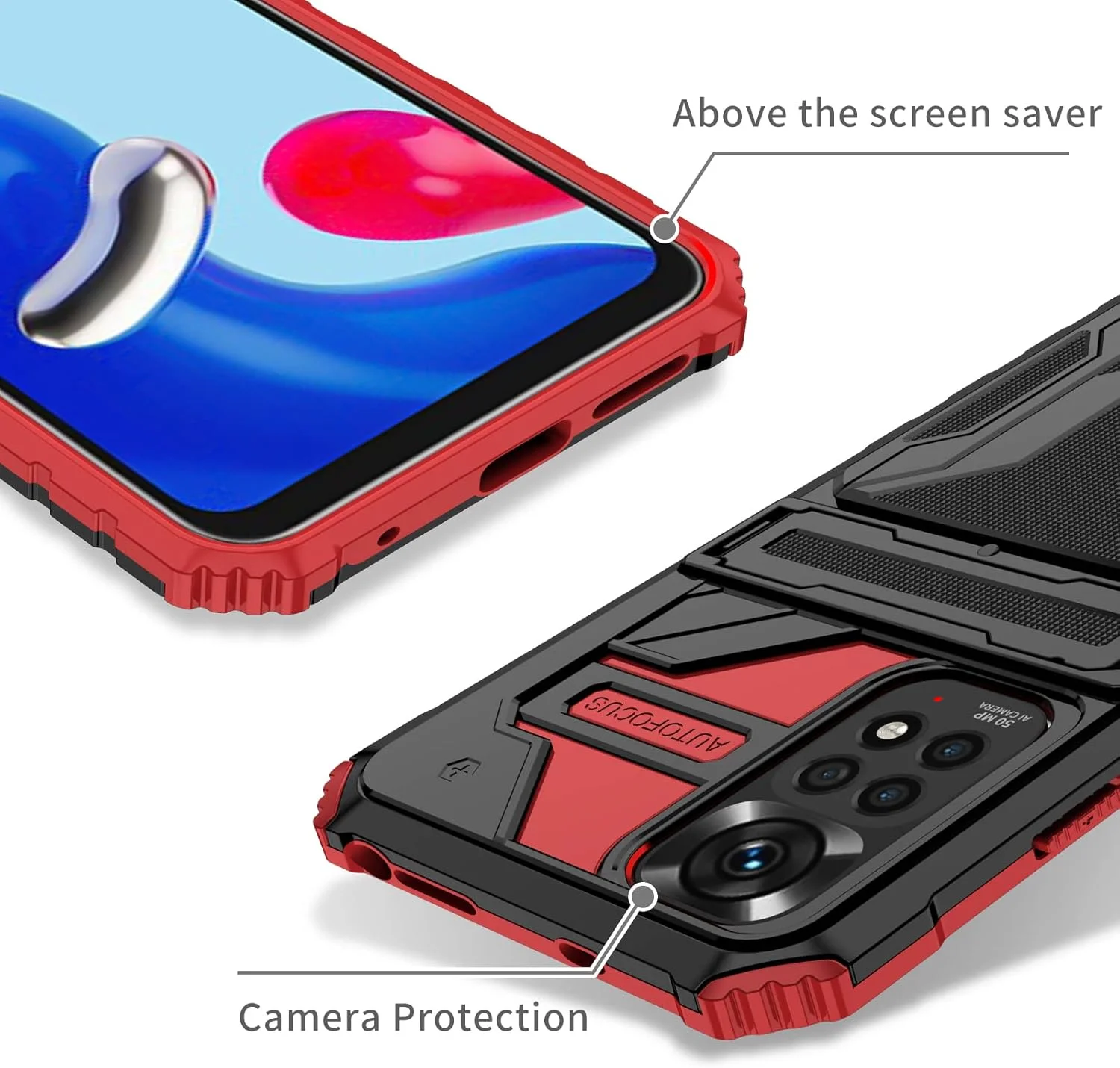 کیف محافظ گوشی شیائومی ردمی نوت 11 نسخه 4G/نوت 11S/ردمی نوت 12S به همراه جای کارت و پایه تاشو، ضد ضربه