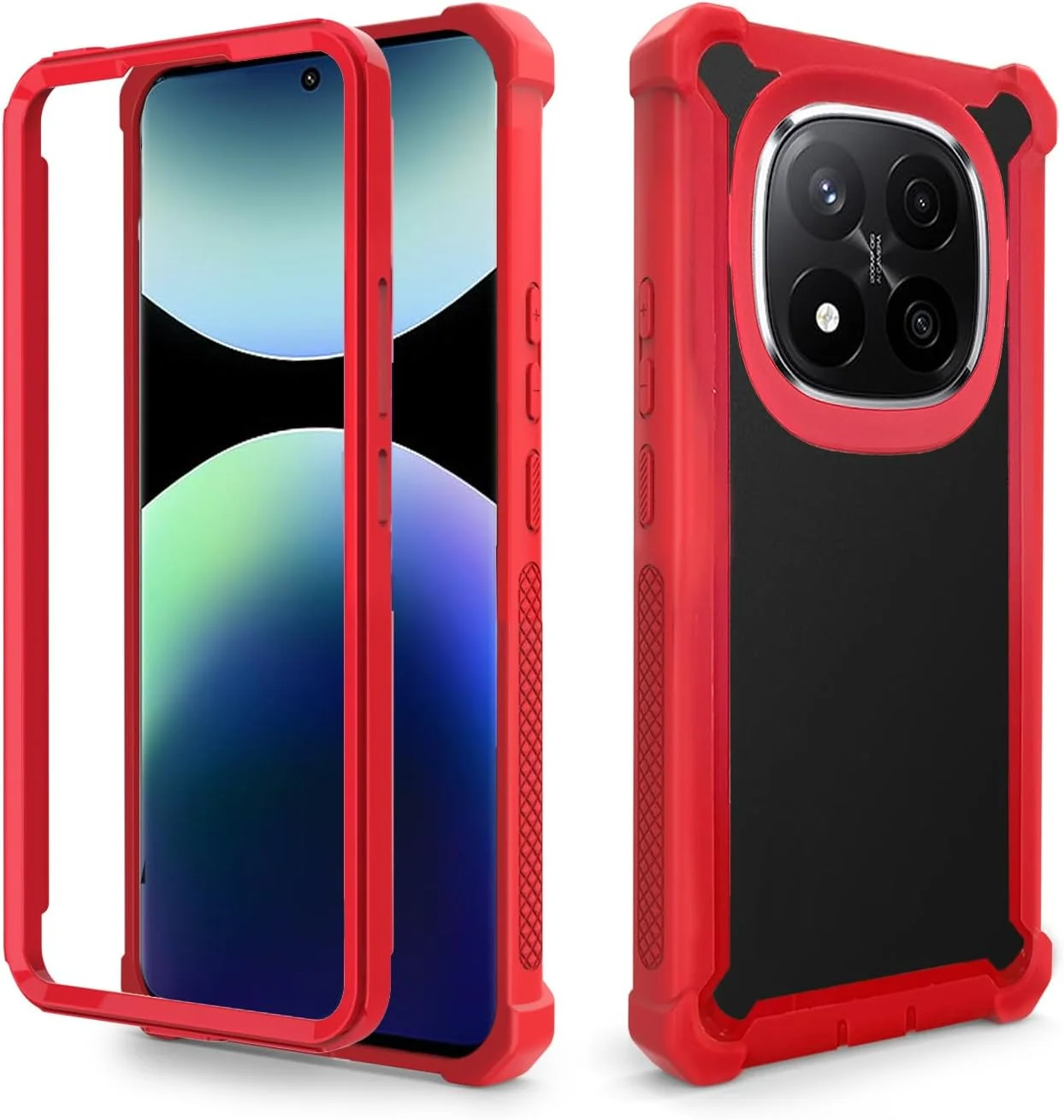 کاور محافظ گوشی آسویش مناسب برای شیائومی ردمی نوت 14 پرو پلاس 5G، مقاوم در برابر ضربه، ضد سقوط، محافظ کامل بدنه، دو لایه هیبریدی، مناسب برای آقایان و بانوان - قرمز