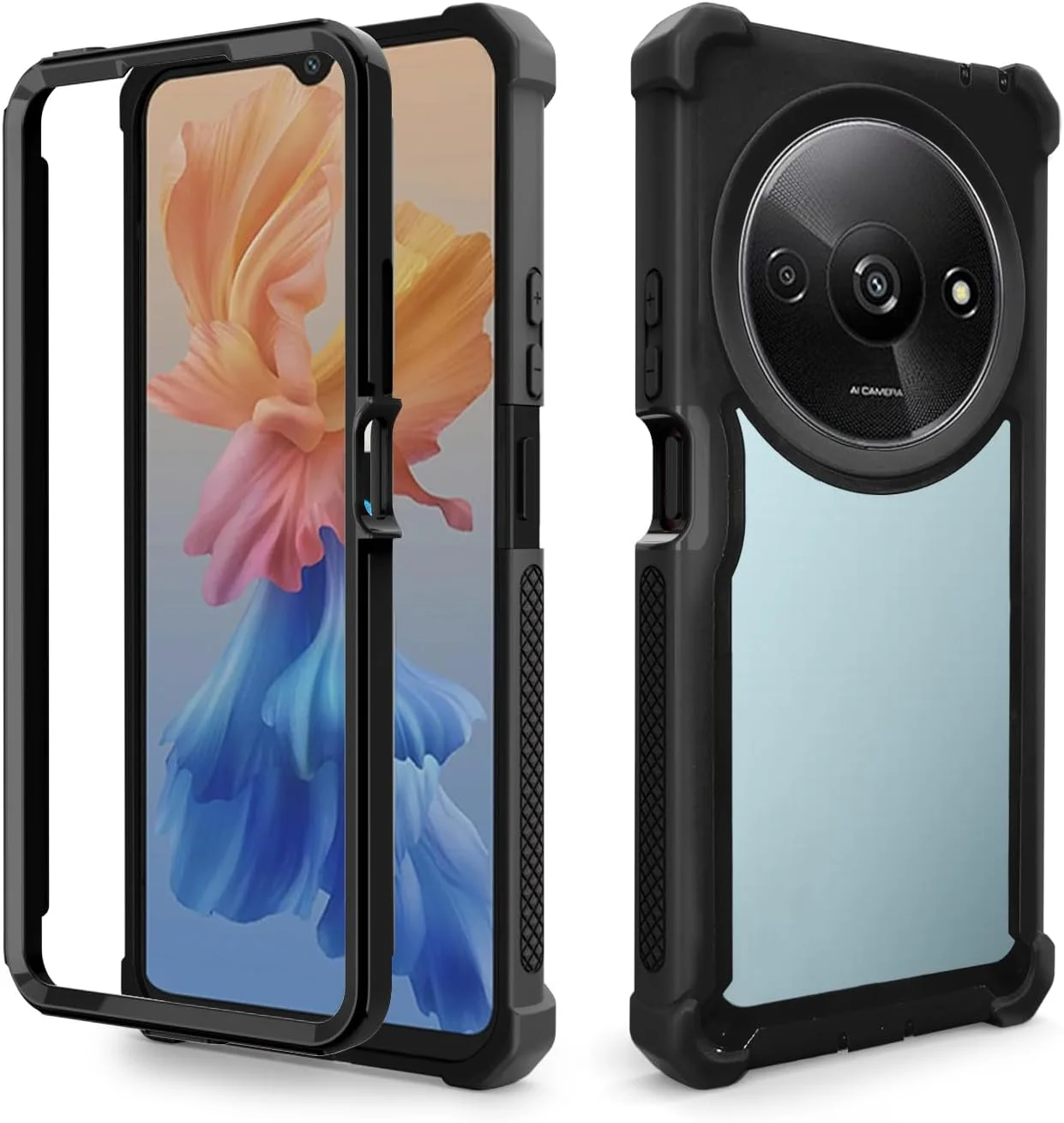 کاور گوشی موبایل آسویش مناسب برای شیائومی ردمی A3/A3X / پوکو C61، مقاوم در برابر ضربه، ضد سقوط، محافظت کامل از بدنه، دو لایه، باریک و نرم