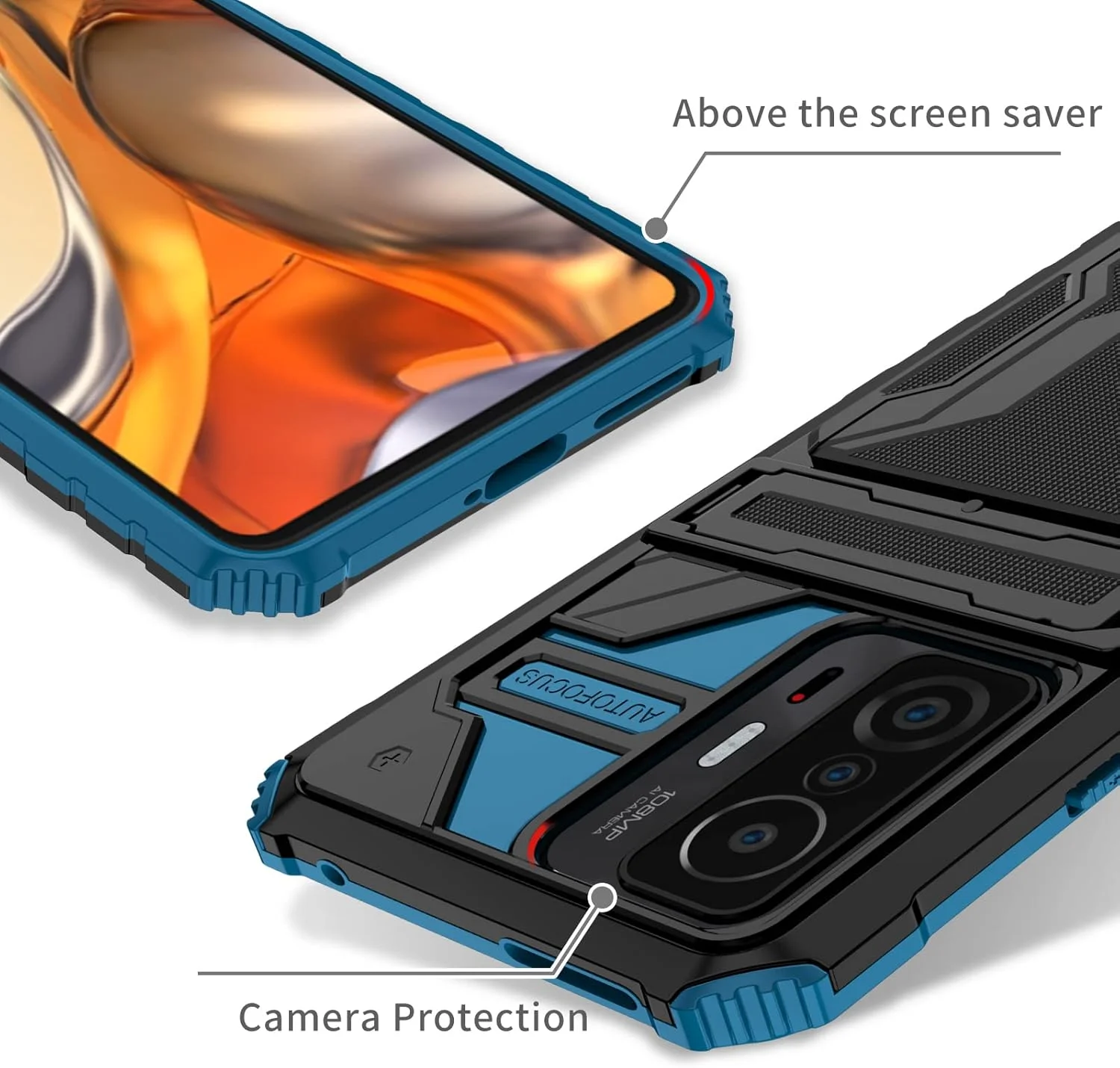 کاور محافظ گوشی شیائومی Mi 11T 5G/Mi 11T Pro 5G مدل 21081111RG به همراه کیف پول و جای کارت جداشدنی، دارای استند و ضد ضربه - آبی