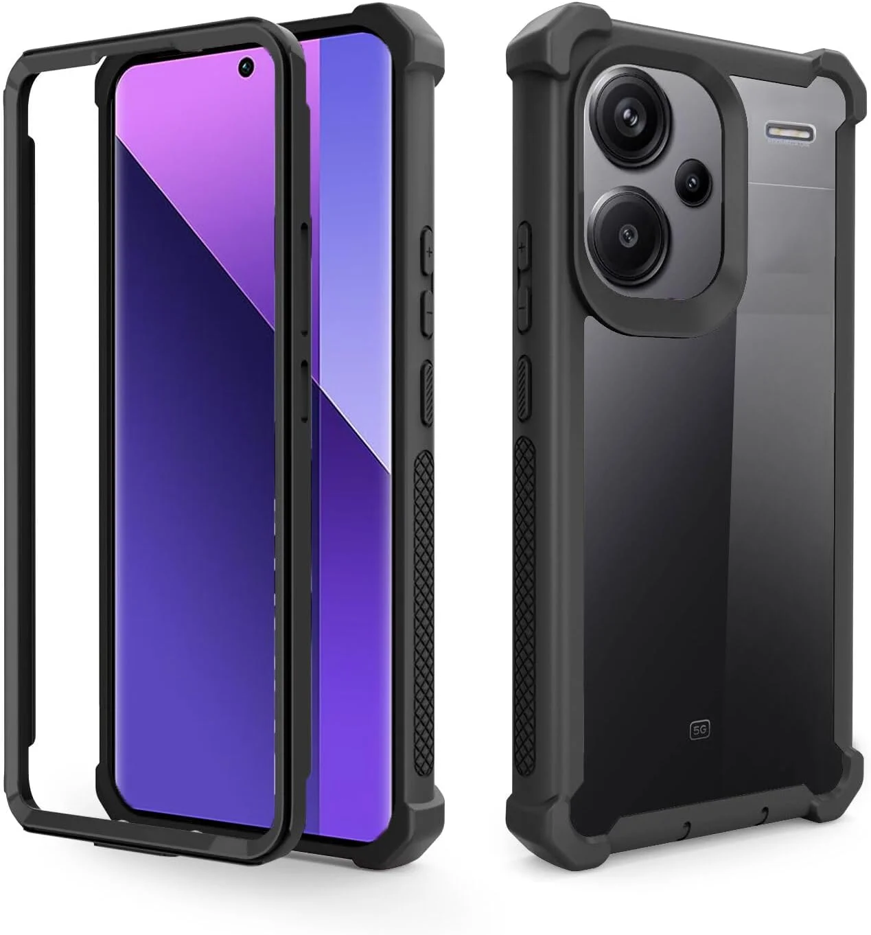 کاور گوشی موبایل آسویش مناسب برای شیائومی ردمی نوت 13 پرو پلاس 5G، مقاوم در برابر ضربه، ضد سقوط، محافظت کامل از بدنه، دو لایه، مناسب برای آقایان و بانوان - مشکی