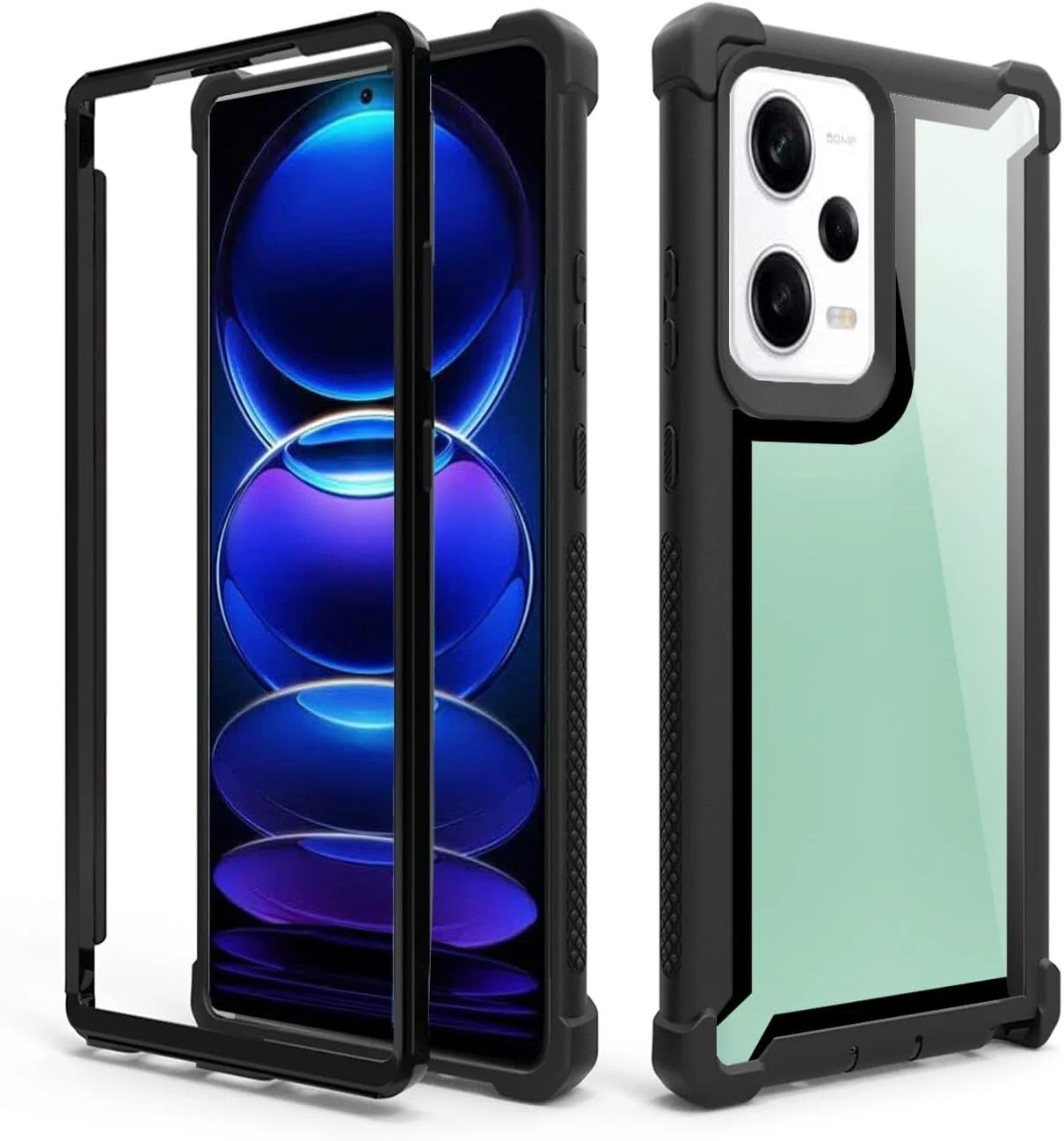 کاور گوشی آسویش مناسب برای شیائومی پوکو X5 پرو/ردمی نوت 12 پرو 5G، ضد ضربه، مقاوم در برابر سقوط، محافظ کامل بدنه، دو لایه، مناسب برای آقایان و بانوان - مشکی