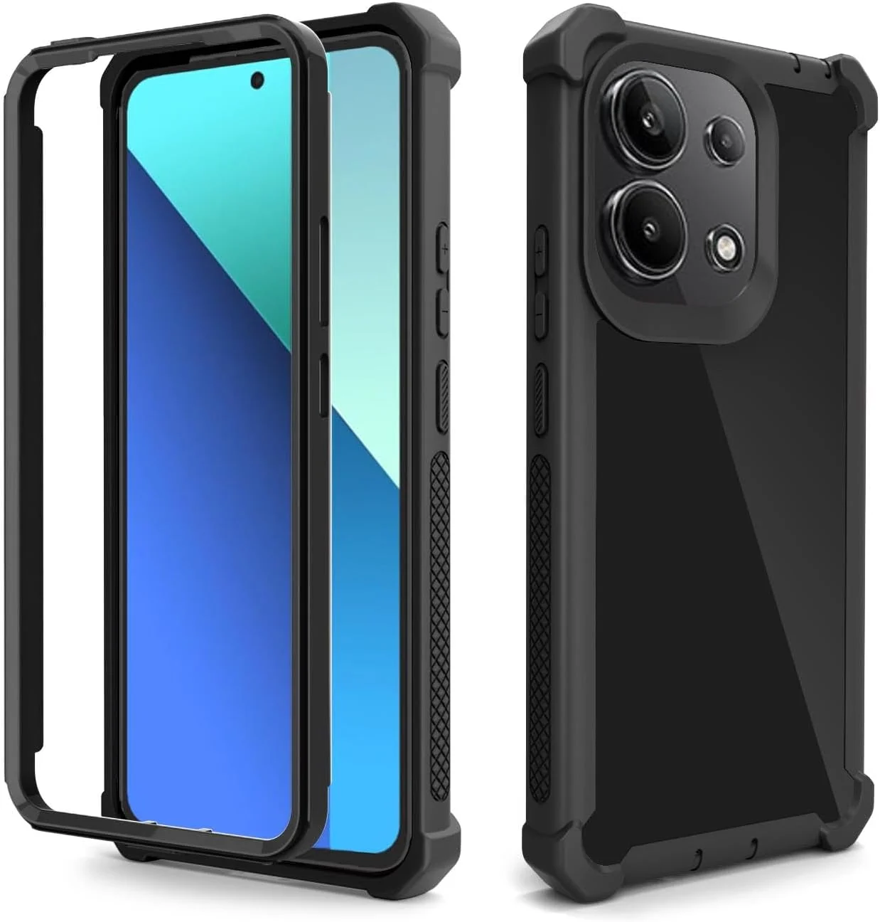 کاور گوشی آسویش مناسب برای شیائومی ردمی نوت 13 4G، مقاوم در برابر ضربه، ضد سقوط، محافظ کامل بدنه، مقاوم، دو لایه، باریک، لوازم جانبی موبایل، مشکی، مناسب برای خانم ها و آقایان