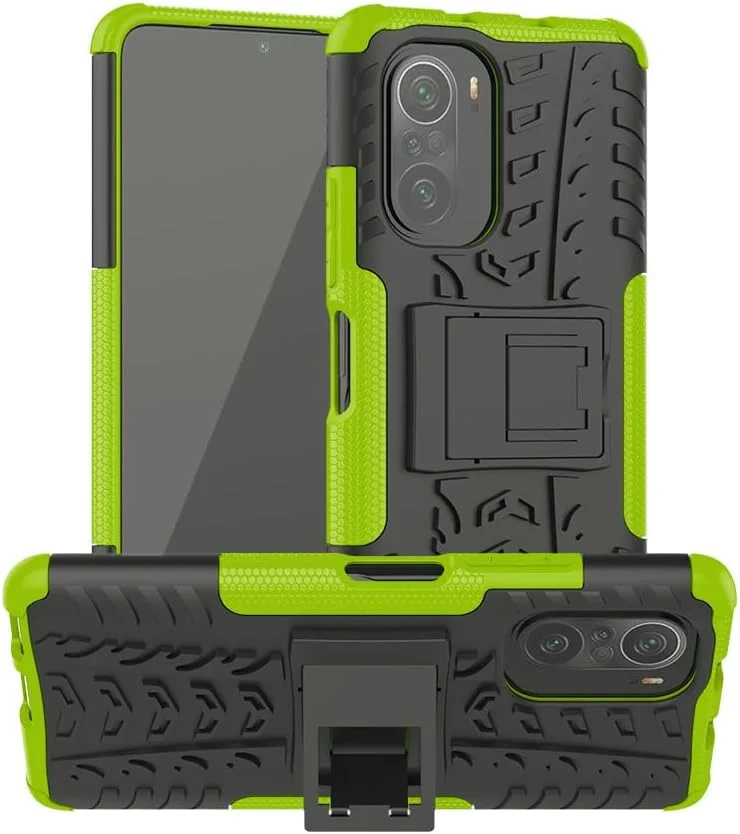 کاور محافظ گوشی آسویش برای شیائومی پوکو F3/Mi 11i/Mi 11X/Mi11X Pro به همراه محافظ صفحه نمایش و استند باریک، مقاوم و بادوام مناسب برای ردمی K40 5G/K40Pro/40K Pro+ Plus، سبز