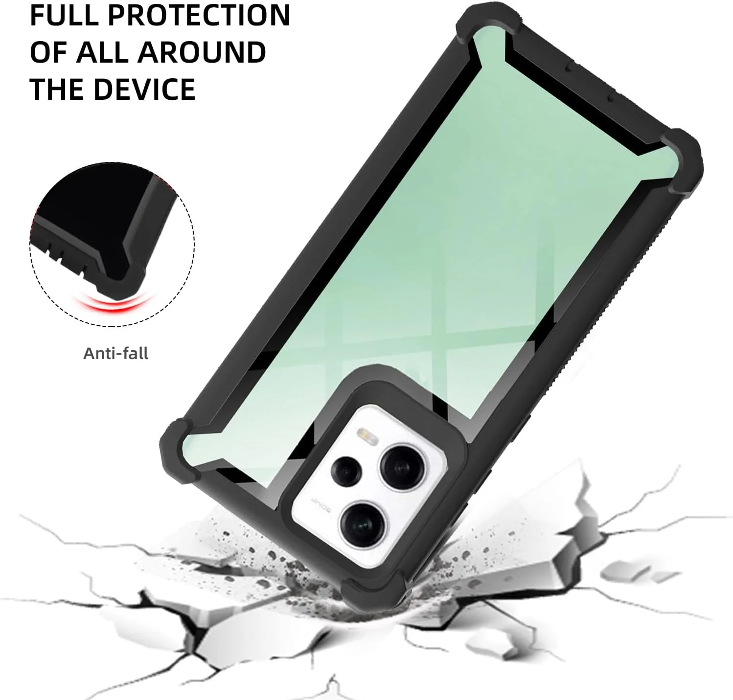 کاور گوشی آسویش مناسب برای شیائومی پوکو X5 پرو/ردمی نوت 12 پرو 5G، ضد ضربه، مقاوم در برابر سقوط، محافظ کامل بدنه، دو لایه، مناسب برای آقایان و بانوان - مشکی