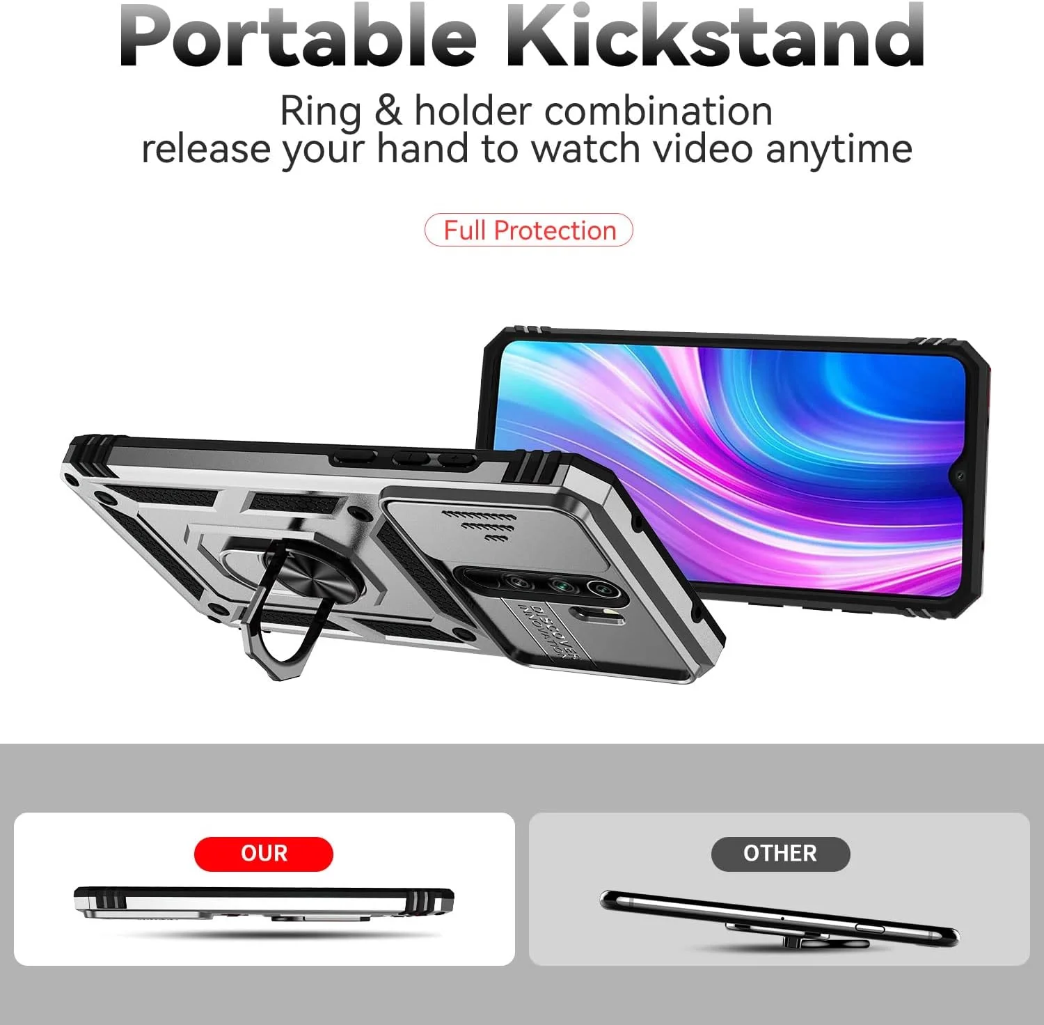 قاب گوشی آسویش برای شیائومی ردمی نوت 8 پرو با پوشش کشویی دوربین، محافظ صفحه نمایش شیشه ای حرارت دیده، حلقه نگهدارنده، مقاوم و باریک، محافظ تلفن همراه ردمی نوت 8 پرو، مناسب برای خانم ها، آقایان و استفاده های سنگین - سفید