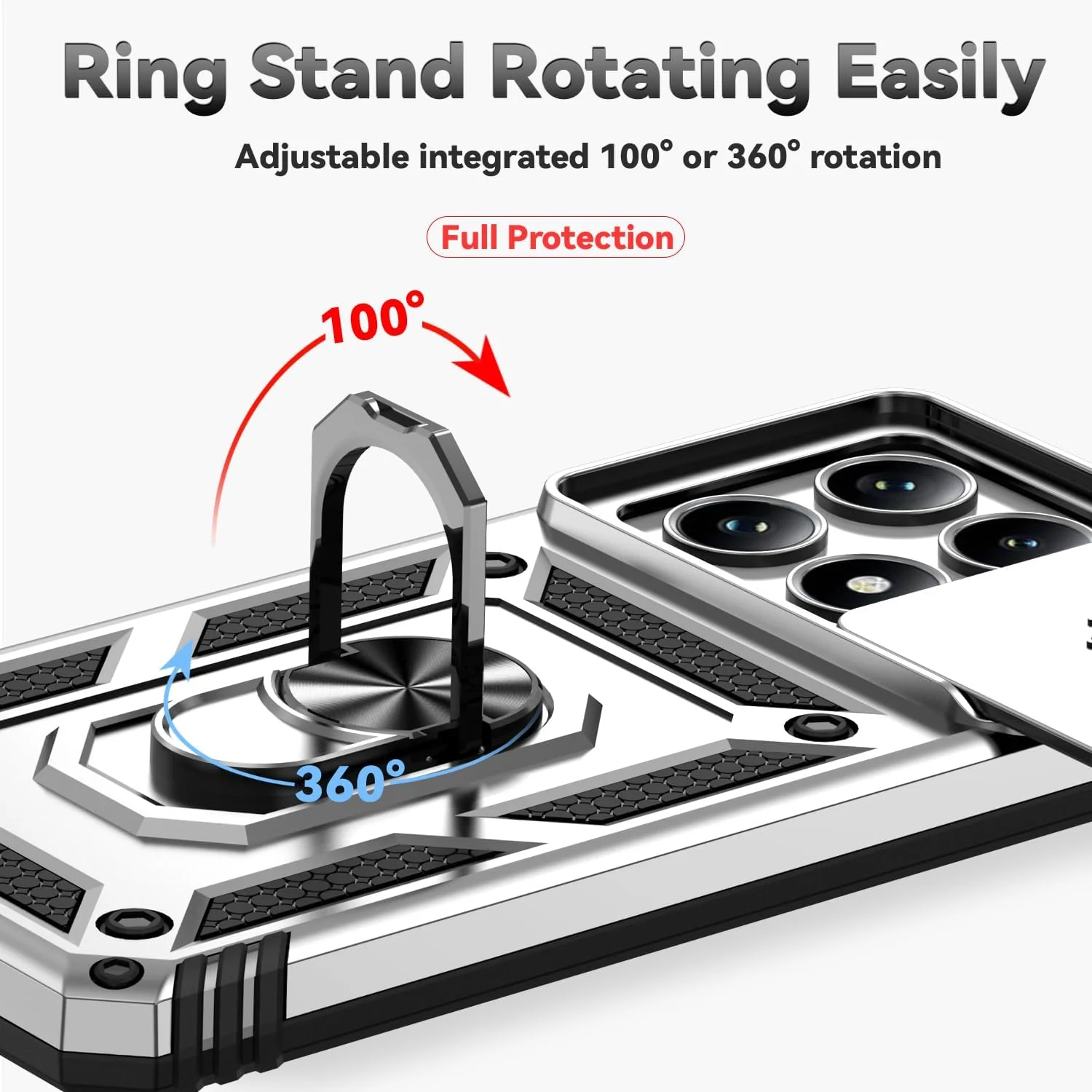 قاب گوشی آسویش برای شیائومی 14T Pro با پوشش کشویی دوربین، محافظ صفحه نمایش شیشه ای حرارت دیده، حلقه نگهدارنده، مقاوم، باریک، محافظ تلفن همراه Mi 14TPro 14 T T14 5G مناسب بانوان و آقایان، درجه نظامی، ترکیبی، سفید