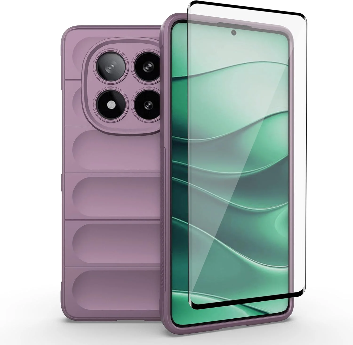 کاور گوشی آسویش برای شیائومی ردمی نوت 14 پرو 5G / پوکو X7 به همراه محافظ صفحه نمایش شیشه ای و کاور سیلیکونی محافظ نازک و مقاوم در برابر ضربه TPU مناسب برای آقایان و بانوان - صورتی