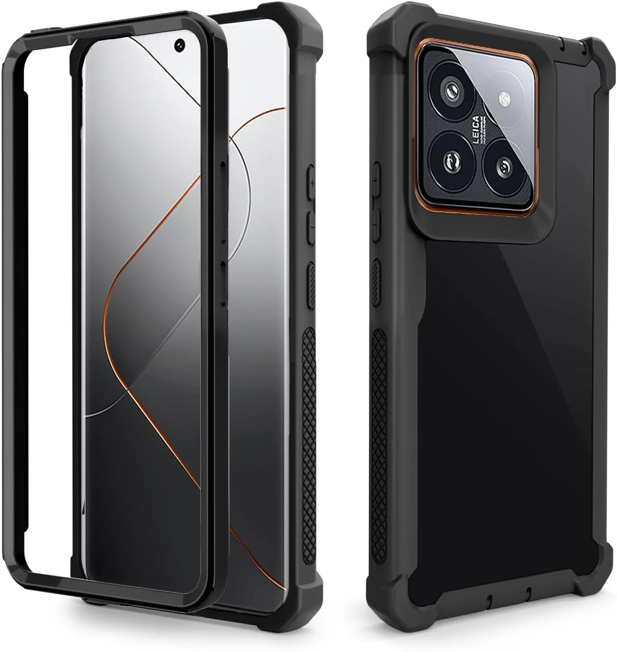 کاور گوشی آسویش مناسب برای شیائومی 14 پرو، ضد ضربه، مقاوم در برابر سقوط، محافظت کامل از بدنه، مقاوم، دو لایه، باریک، محافظ نرم، لوازم جانبی گوشی Mi 14Pro 5G، مناسب برای خانم ها و آقایان - مشکی