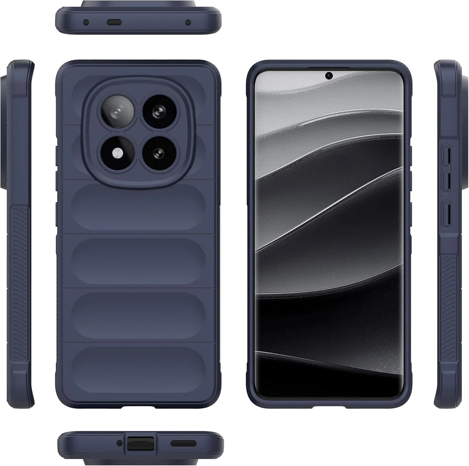 قاب گوشی آسویش برای شیائومی ردمی نوت 14 پرو پلاس 5G به همراه محافظ صفحه نمایش شیشه ای و کاور سیلیکونی نازک و مقاوم در برابر ضربه، لوازم جانبی محافظ تلفن همراه 14Pro 14Pro+ Pro+ زنانه آبی